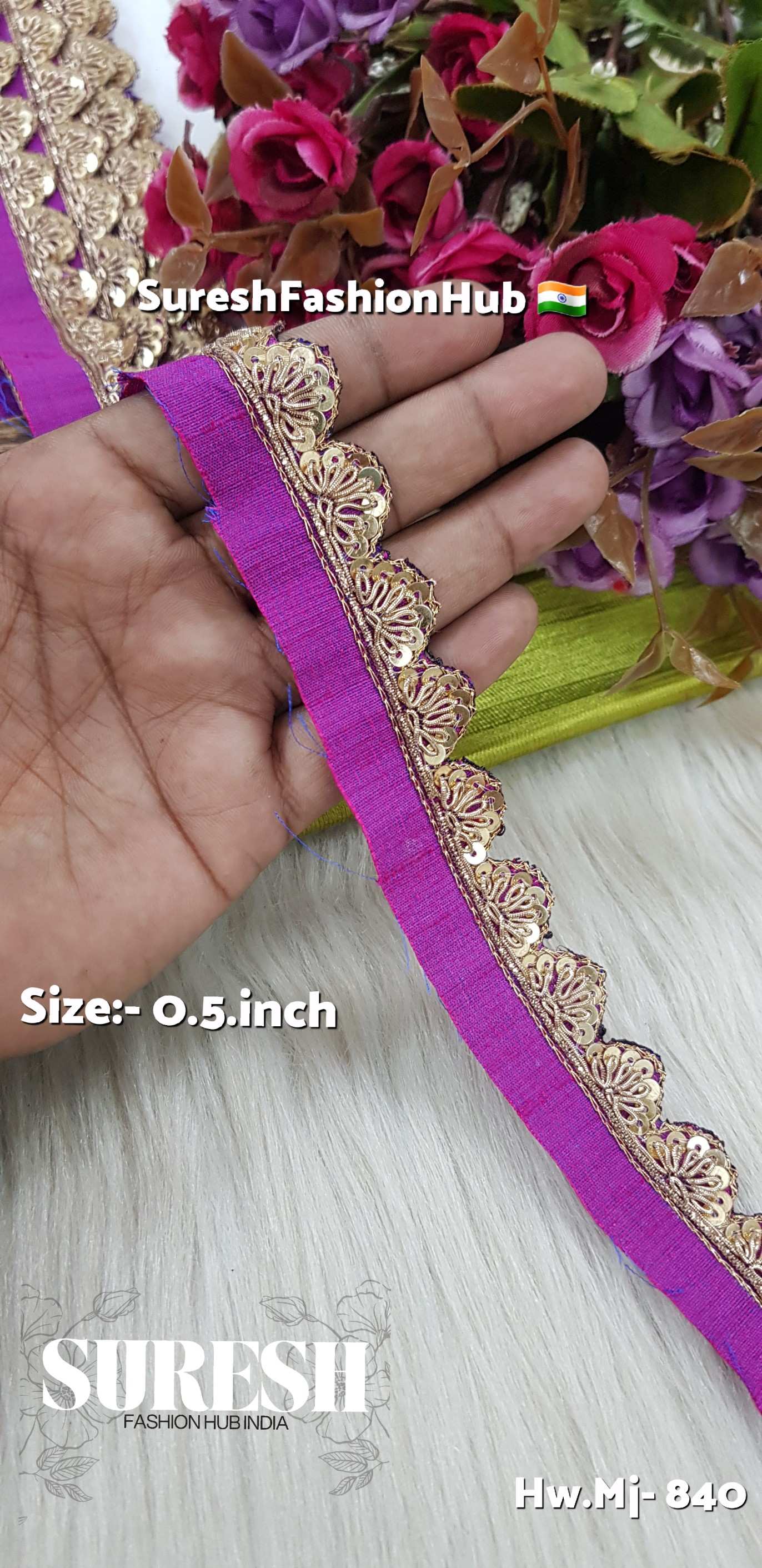Purple Zardosi Scalloped Border – Mj-840