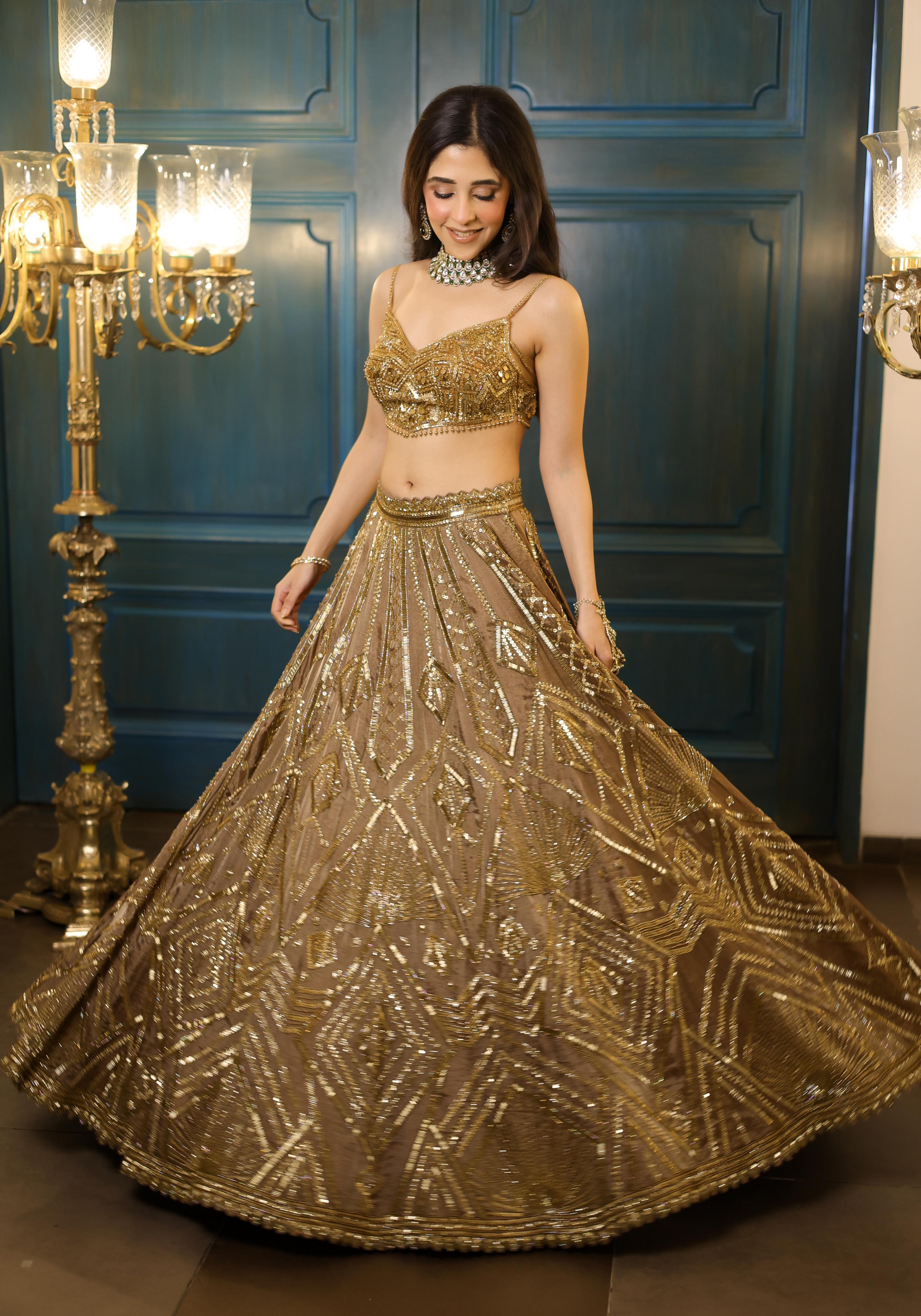 Mocha Tissue Lehenga