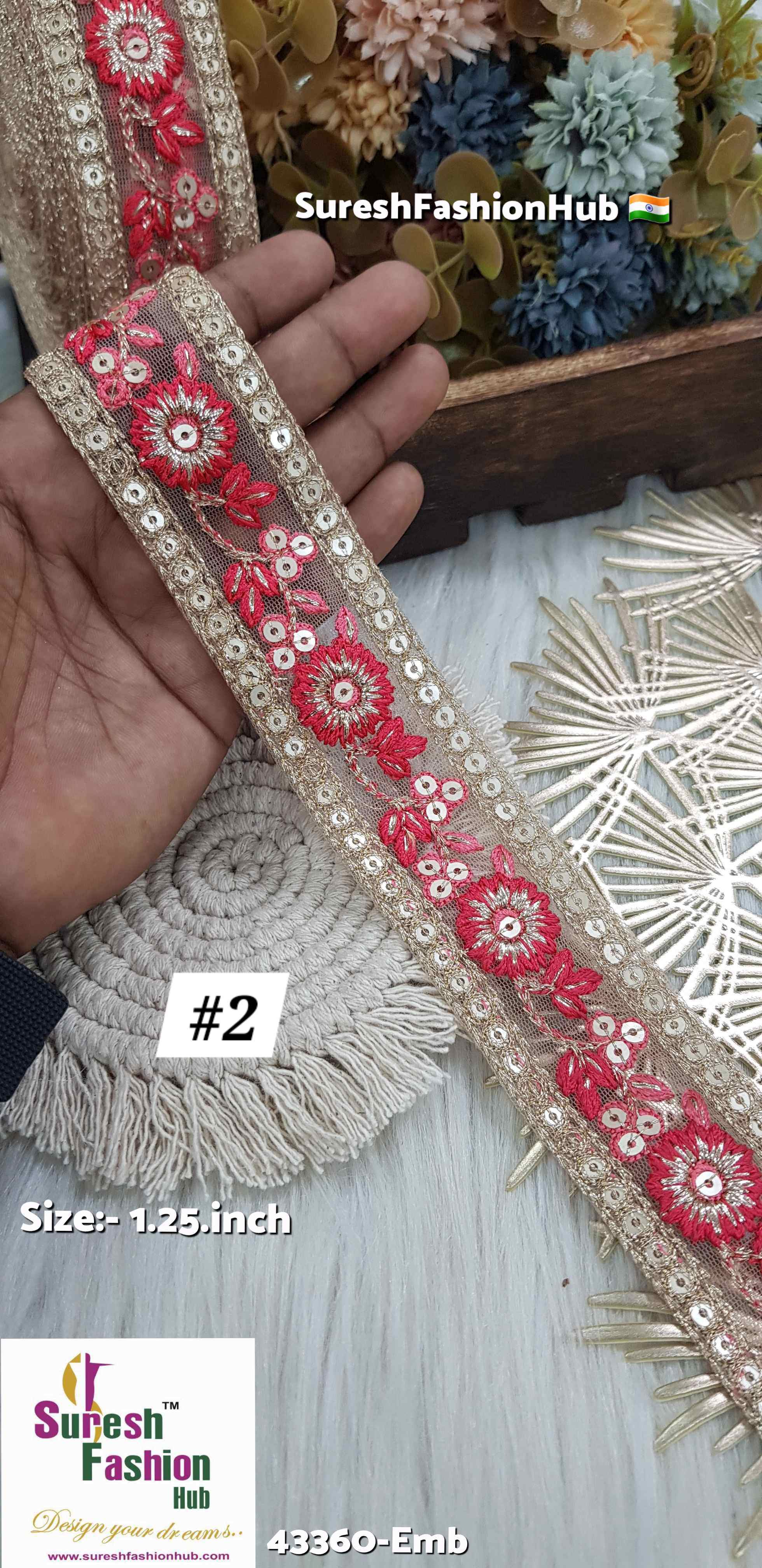 Multicolor Floral Embroidery Border