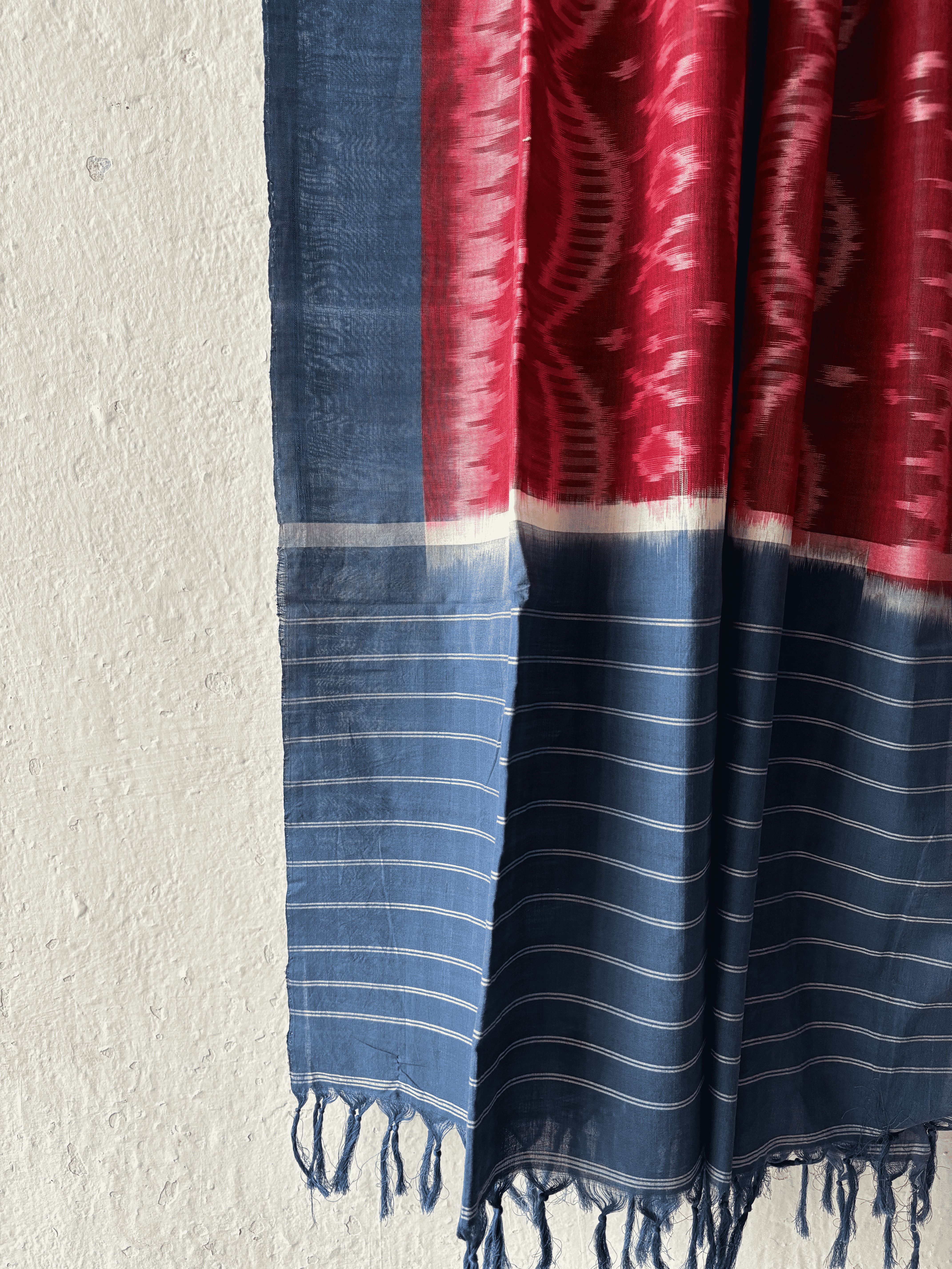 Cotton Weft Ikat Maroon Red Ikat Duppata
