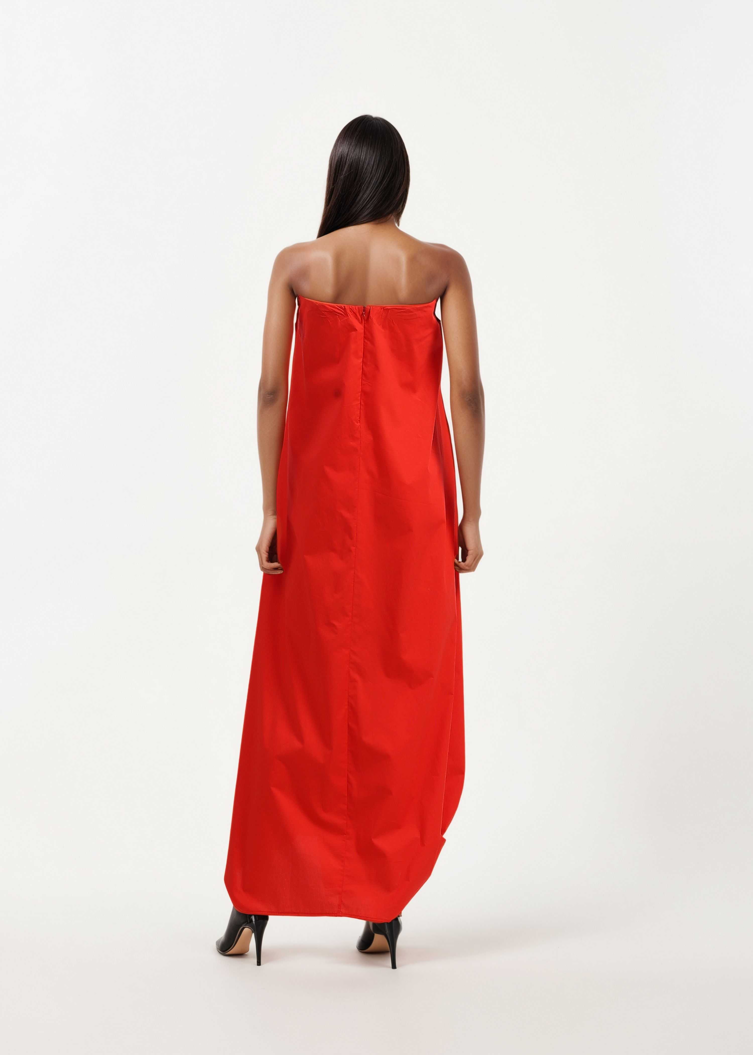 AKOK Red Cotton Red Tube Dress