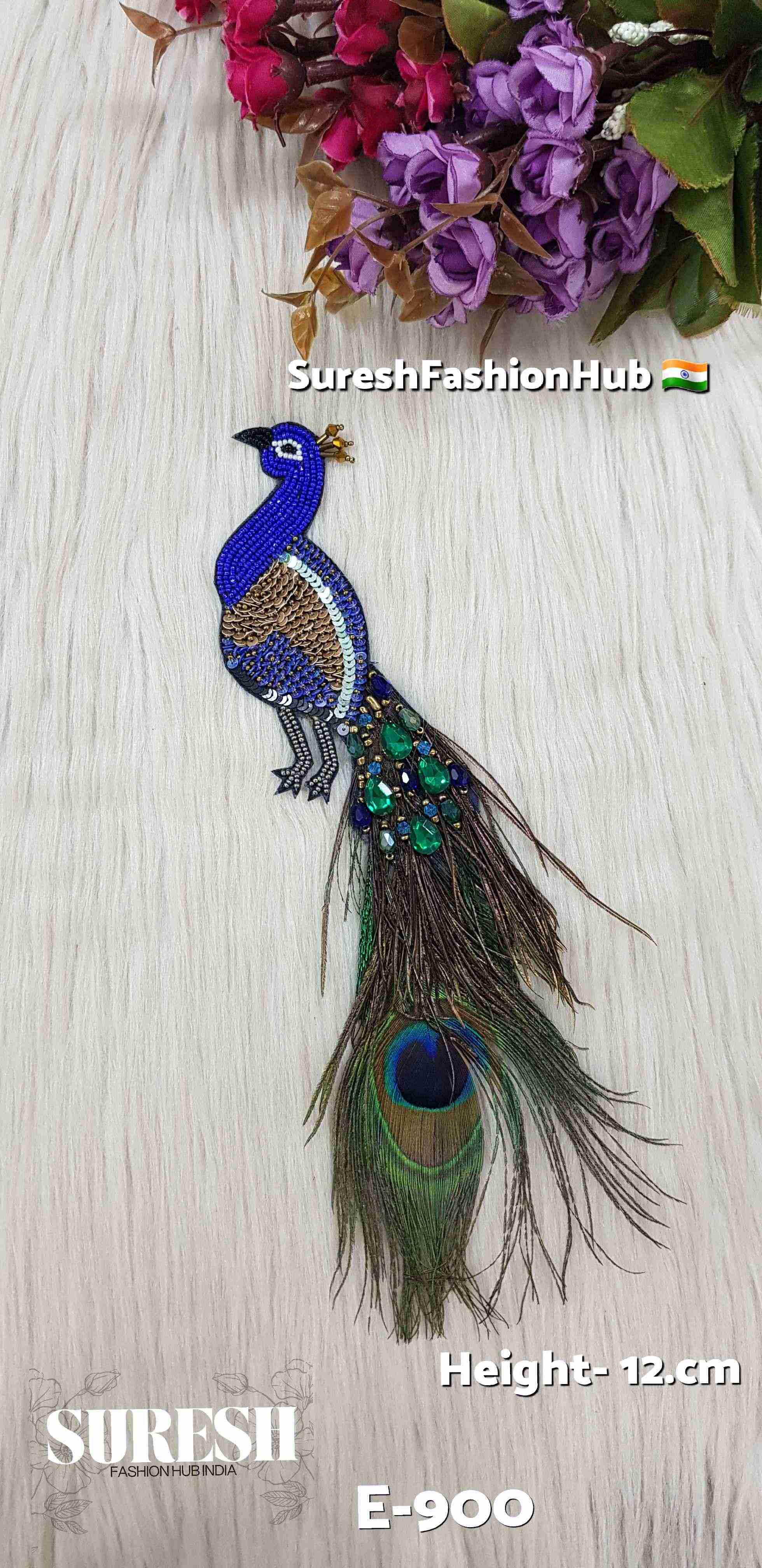 Royal Blue Peacock Patch – Left Facing | E-900