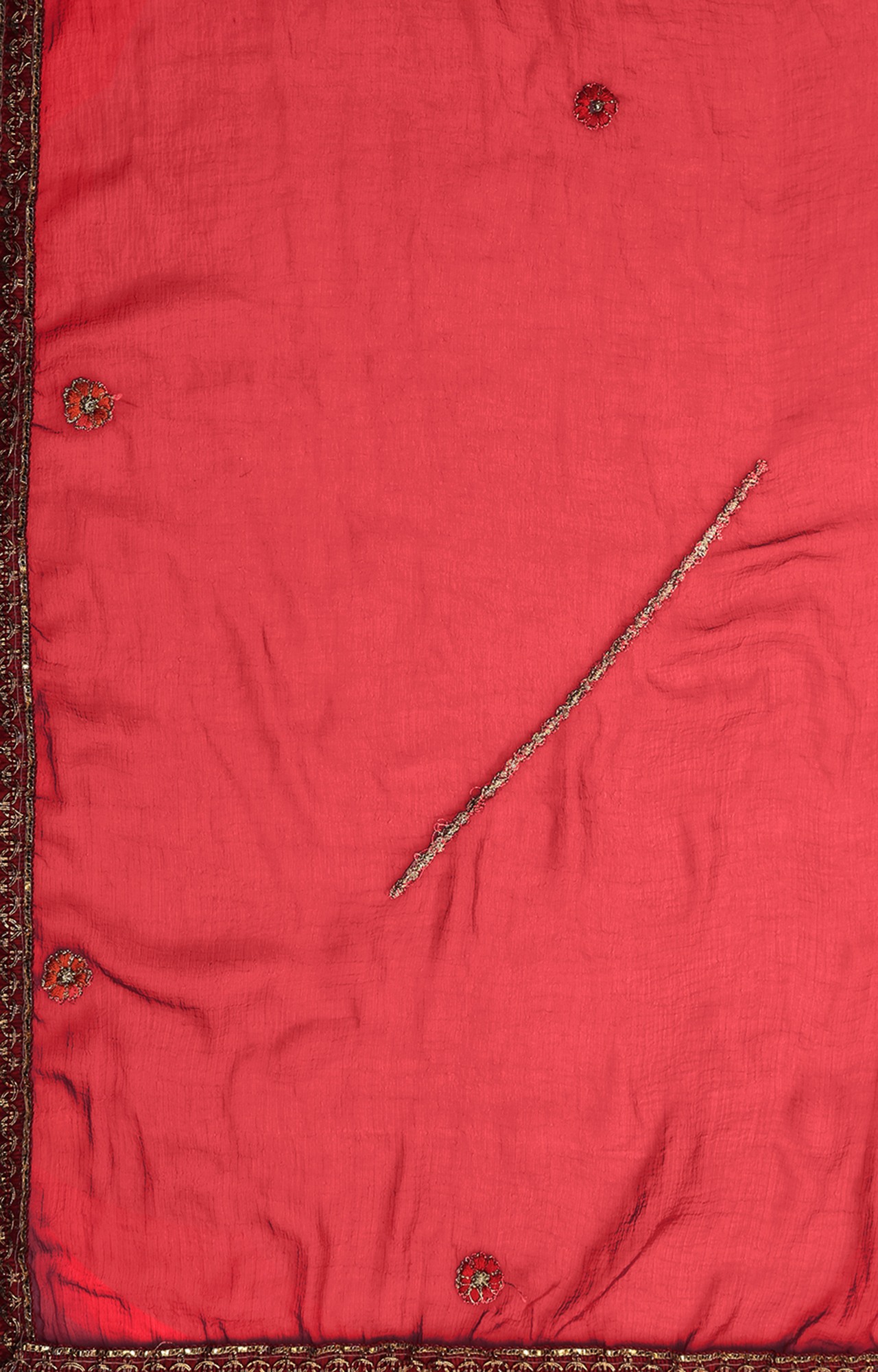 Maroon Color Cotton Embroidered Unstitched Dress Material-FL_PANKHUDI1098_DM