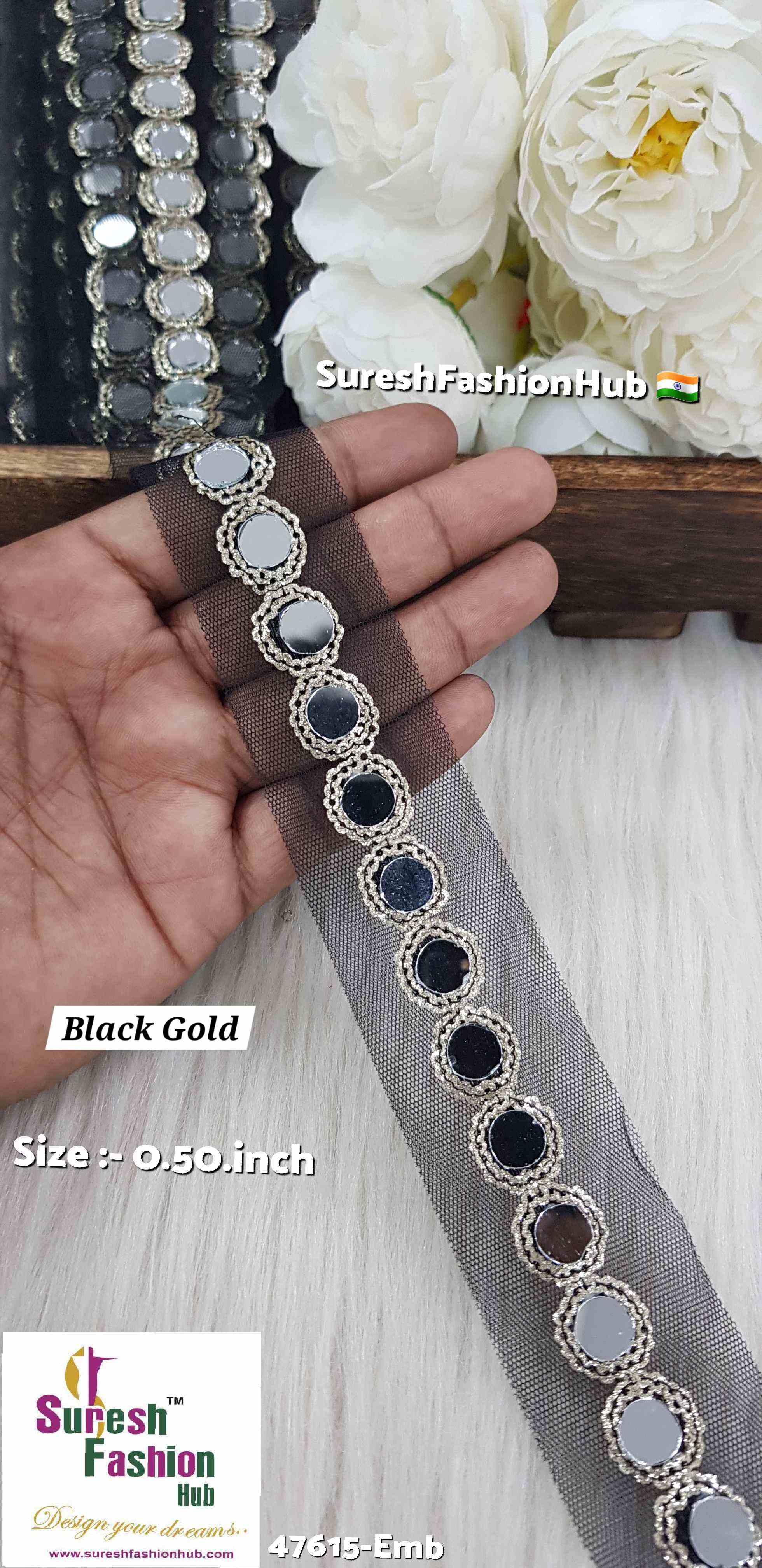 Black Gold Sequin Mirror Lace