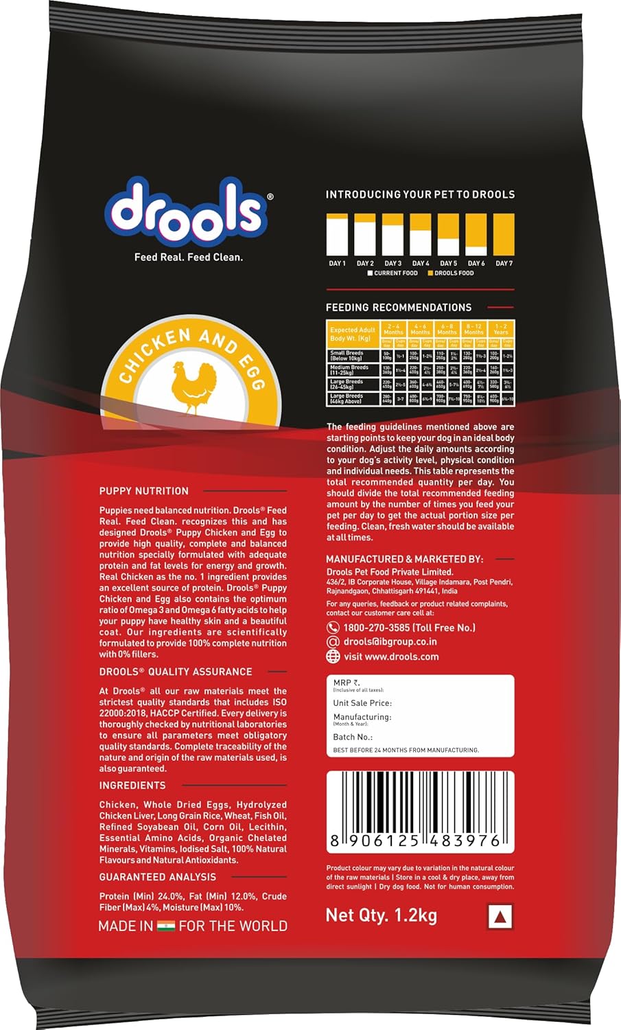Drools Chicken &  Egg Puppy Dog Dry Food
