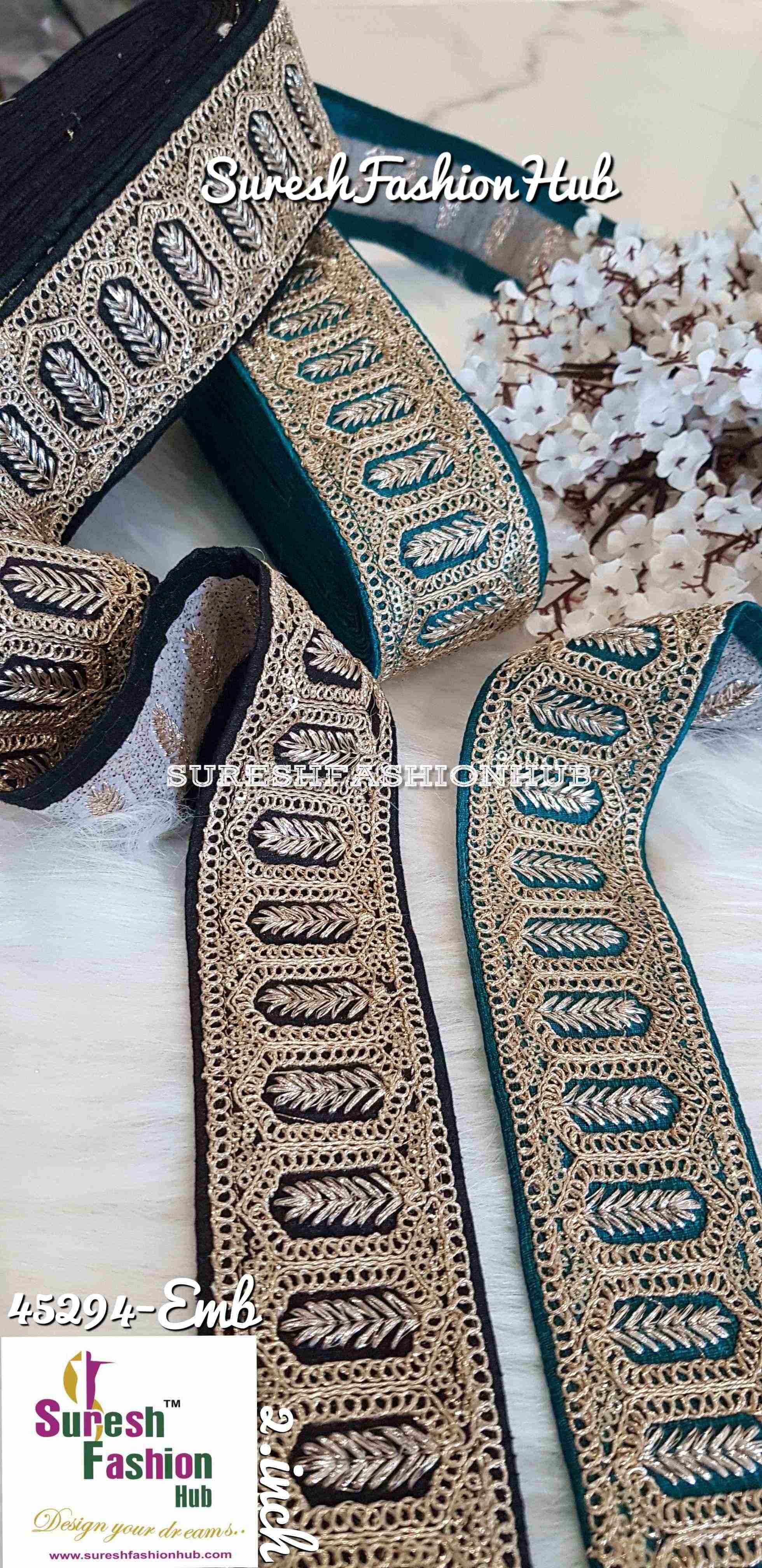 Azure Luxurious royal embroidered trim