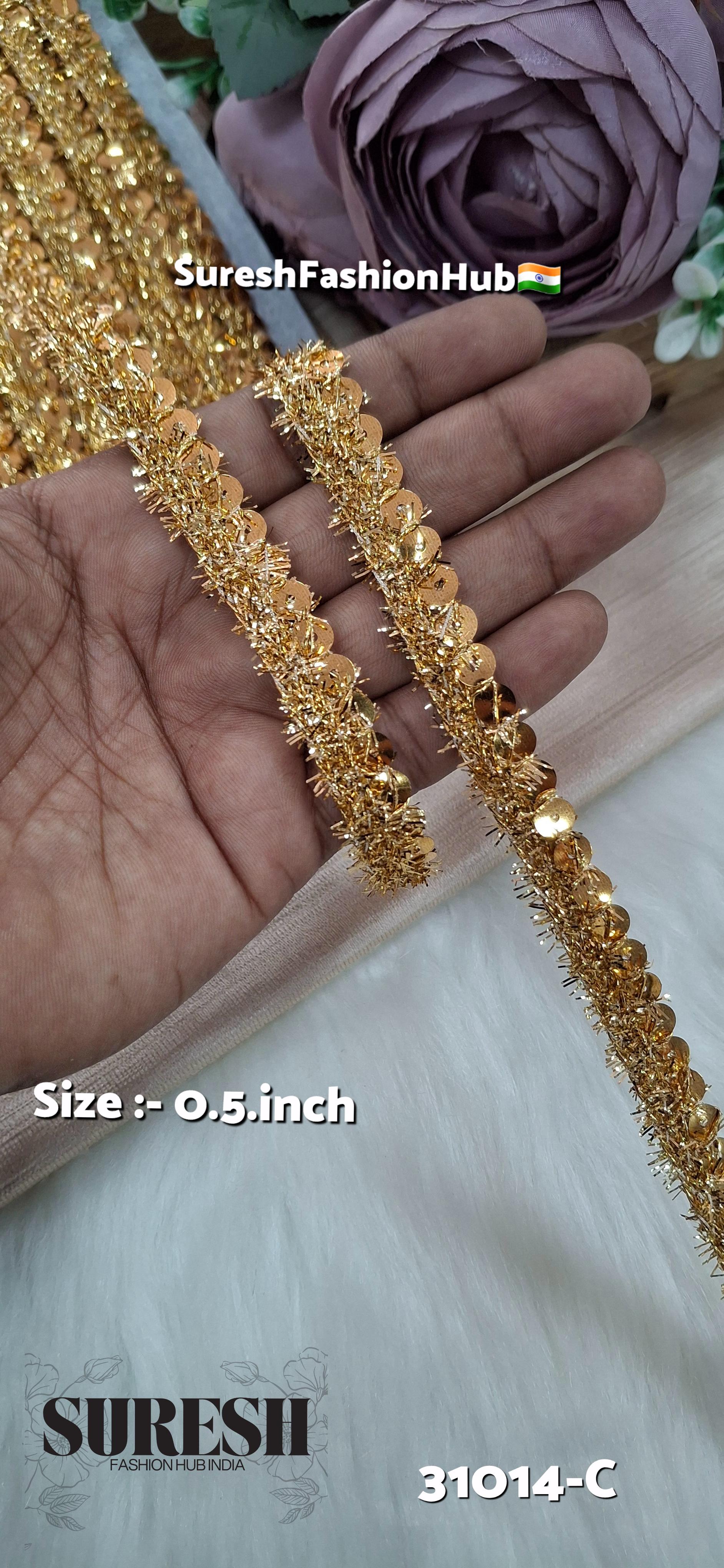 Antique Gold Sequin Fringe Jhalar Lace