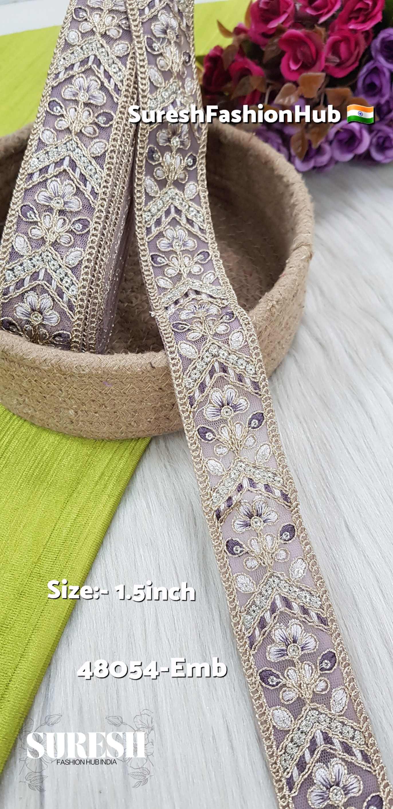 Mauve Floral Embroidery Lace – 48054-Emb