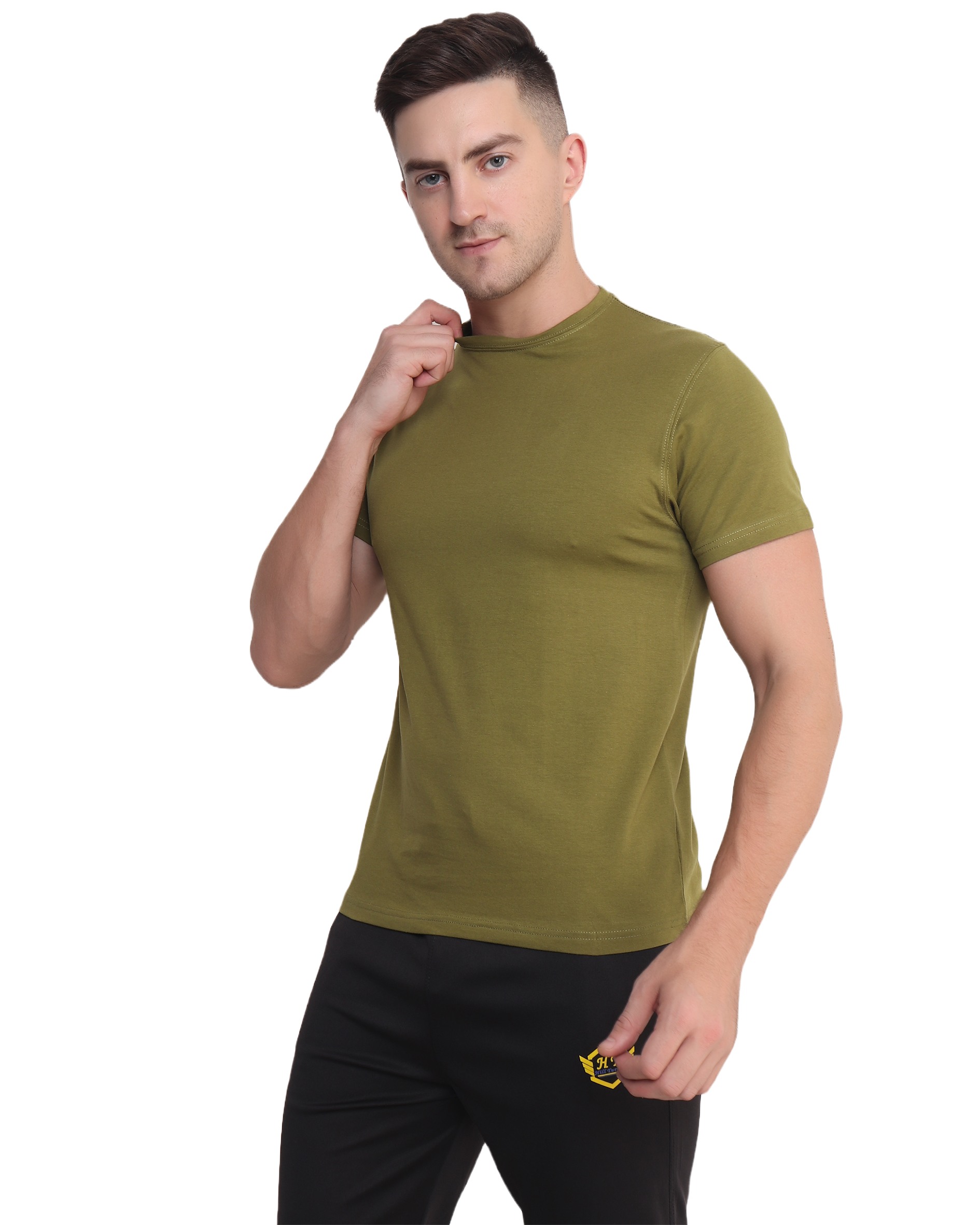 Olive Cotton Lycra T Shirt