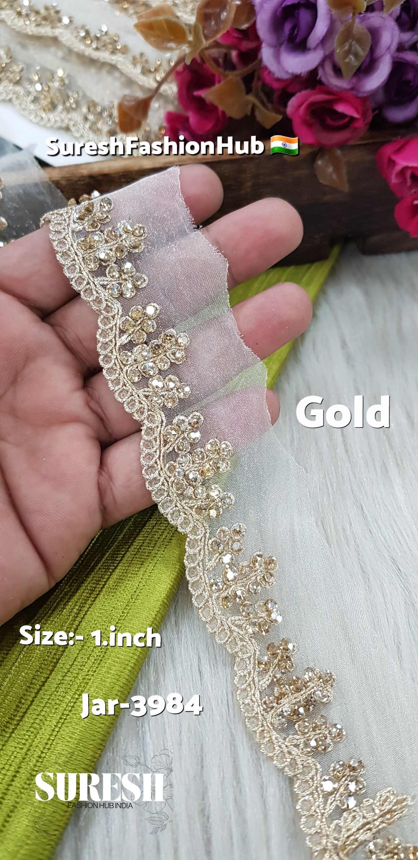 Gold Dori & Diamond Organza Lace – Jar-3984