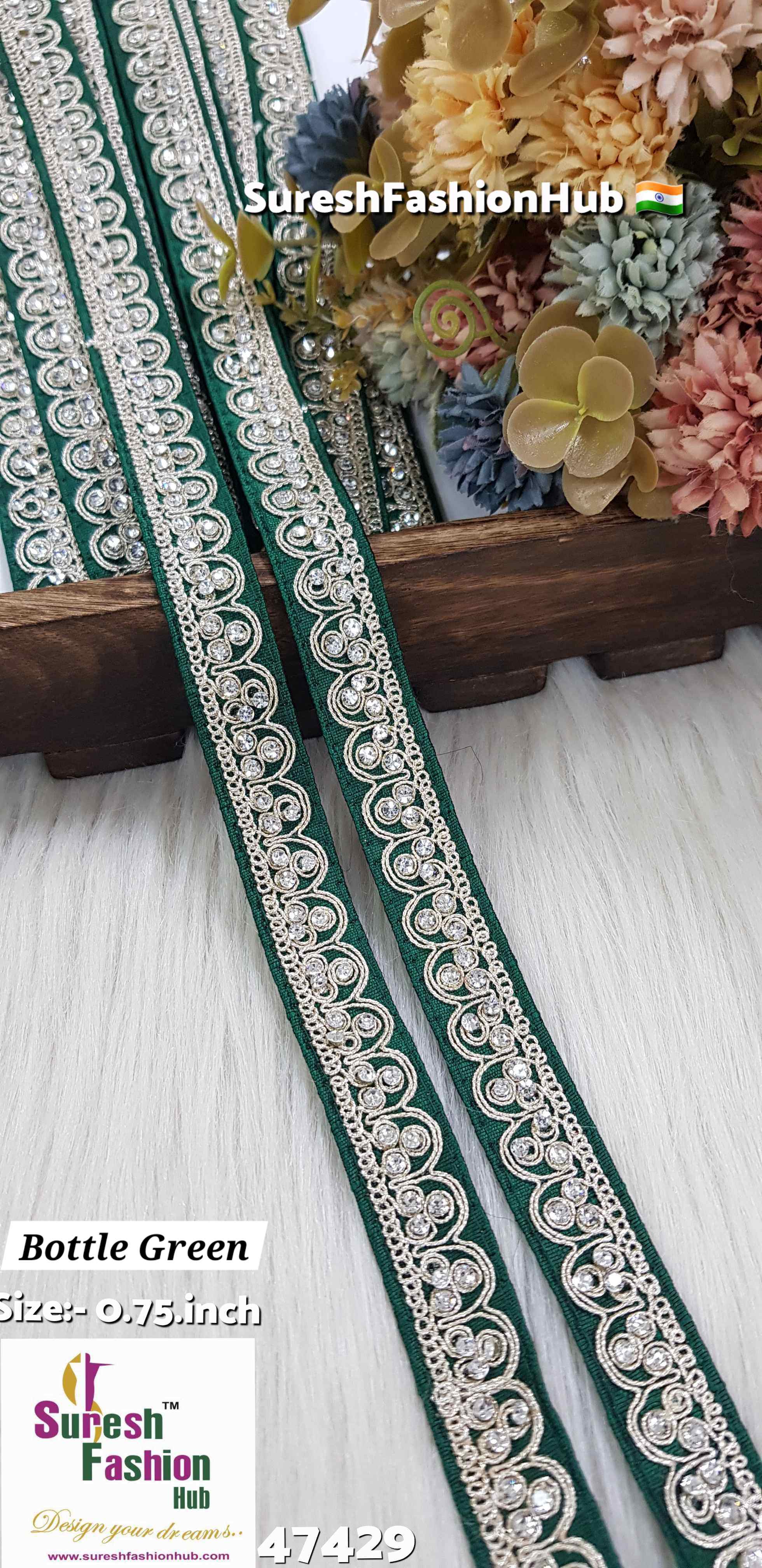 Here are some SEO-optimized ALT text suggestions for your lace products:  1. "Luxurious Pearl Shade Jhalar Lace - Glitter Embellished Trim" 2. "Machine-Made Scalloped Lace - Elegant Border for Sarees" 3. "Gota and Zari Lace for Sarees - Traditional Ethnic Embellishment" 4. "Decorative Jhalar Lace with Glitter Dori - Fe