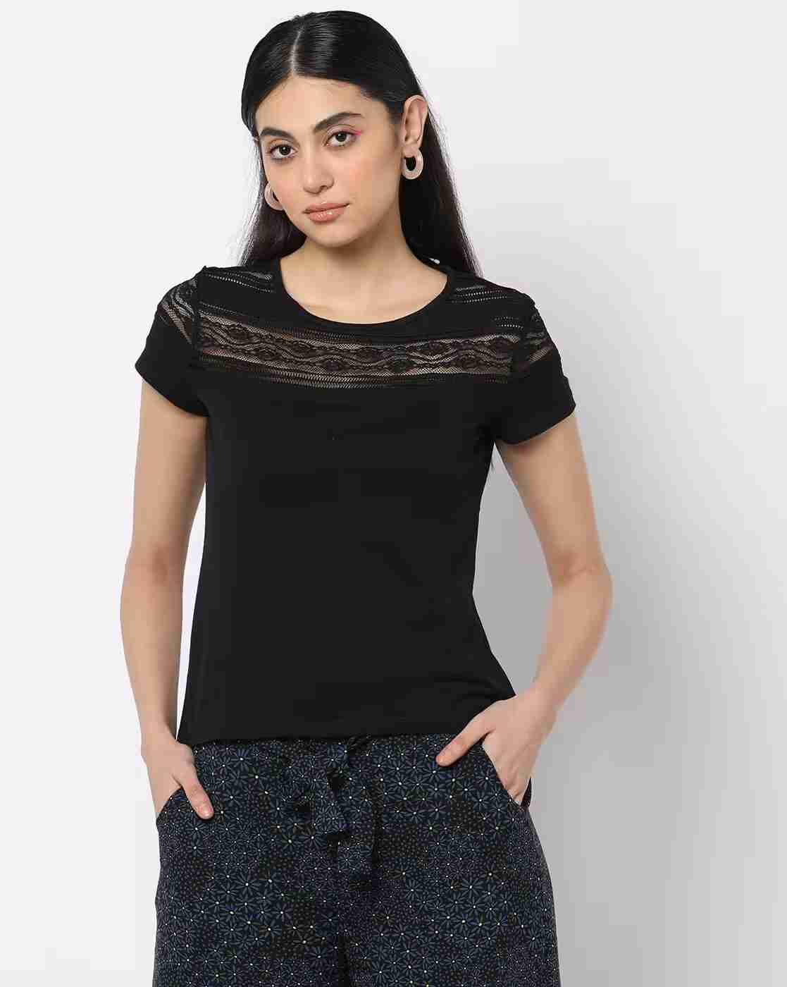 Net Panelled Crew-Neck T-Shirt