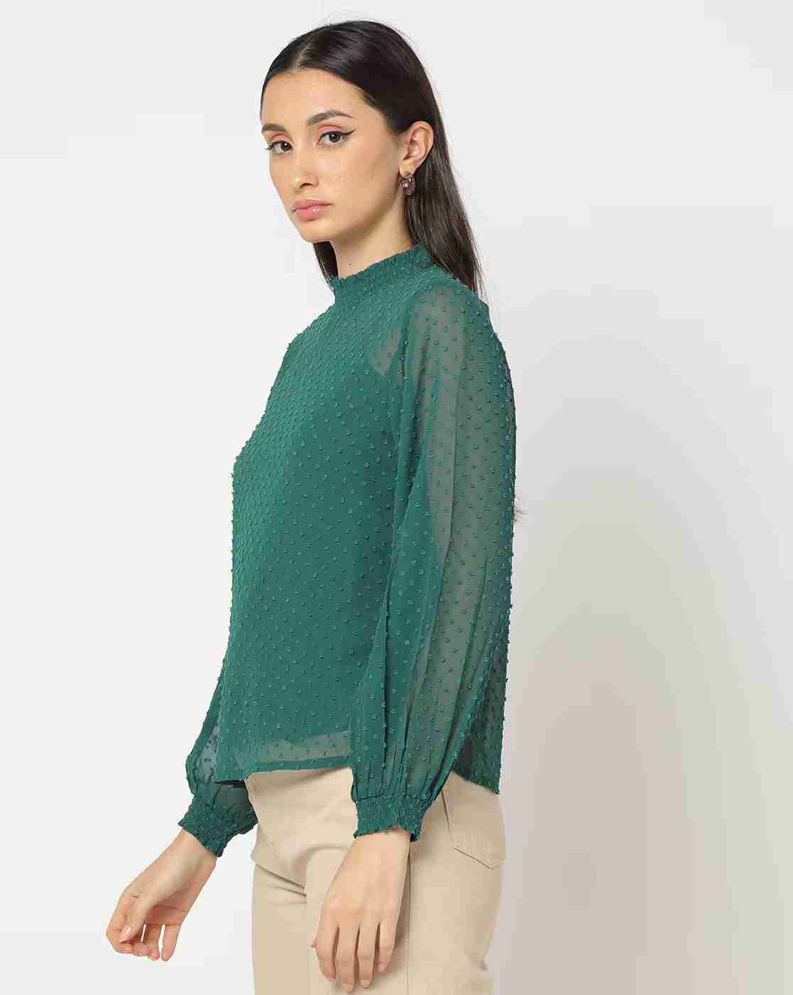 FIG | Swiss-Dot High-Neck Top with Camisole|1