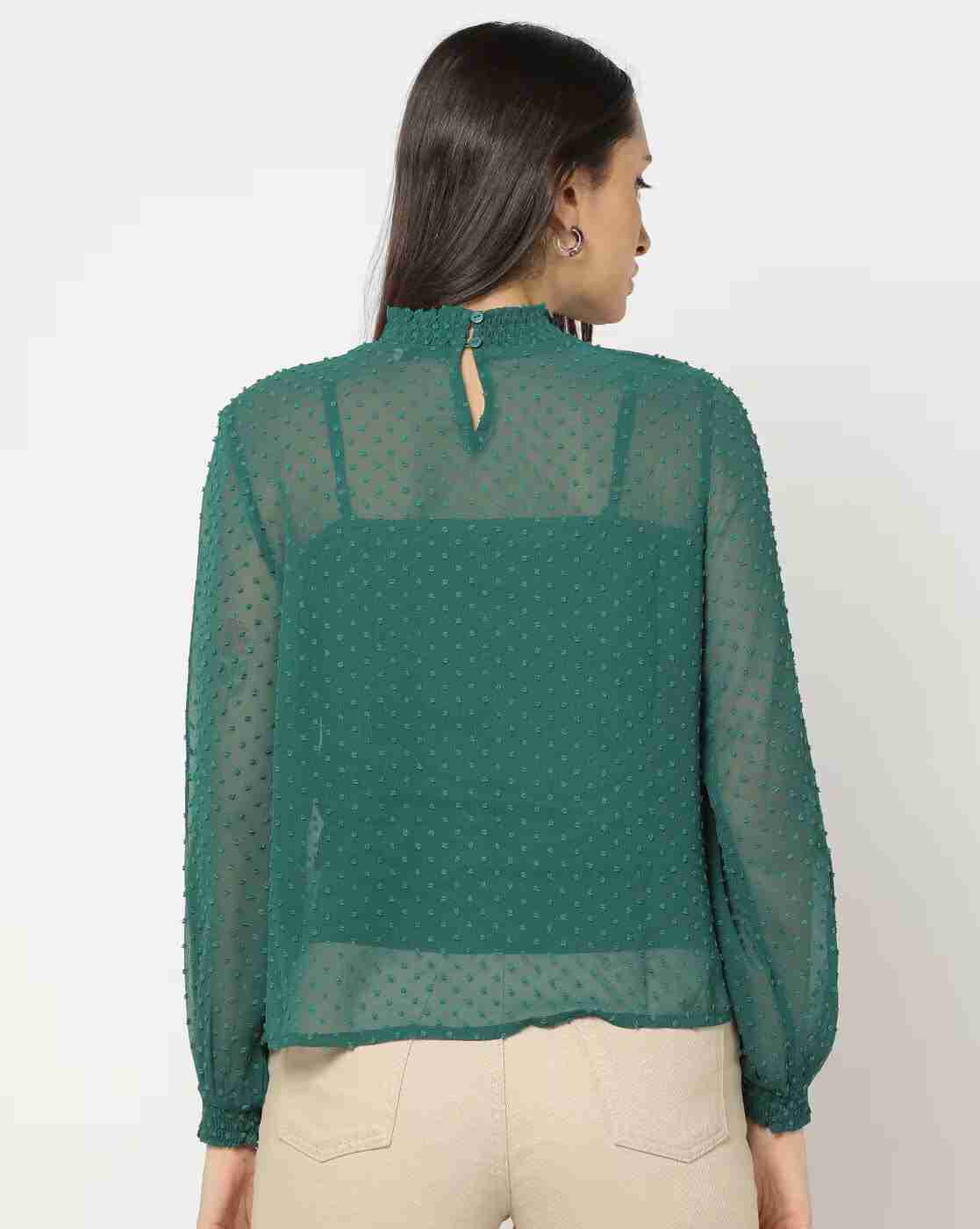 FIG | Swiss-Dot High-Neck Top with Camisole|2