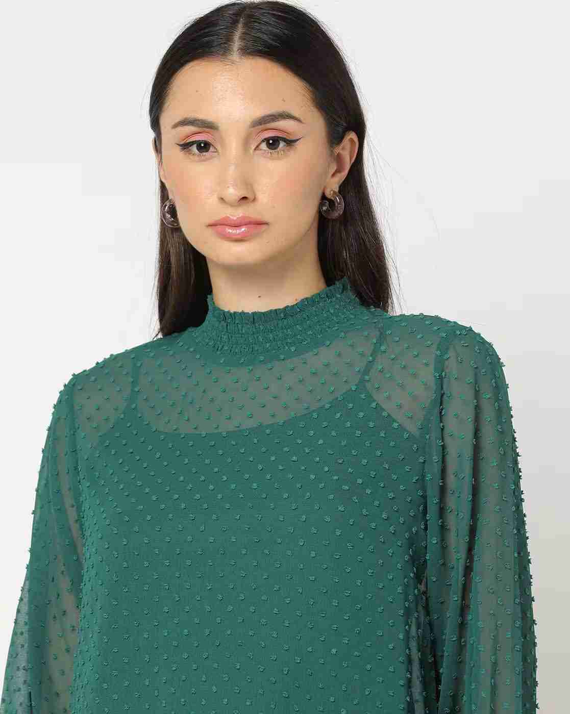 FIG | Swiss-Dot High-Neck Top with Camisole|4