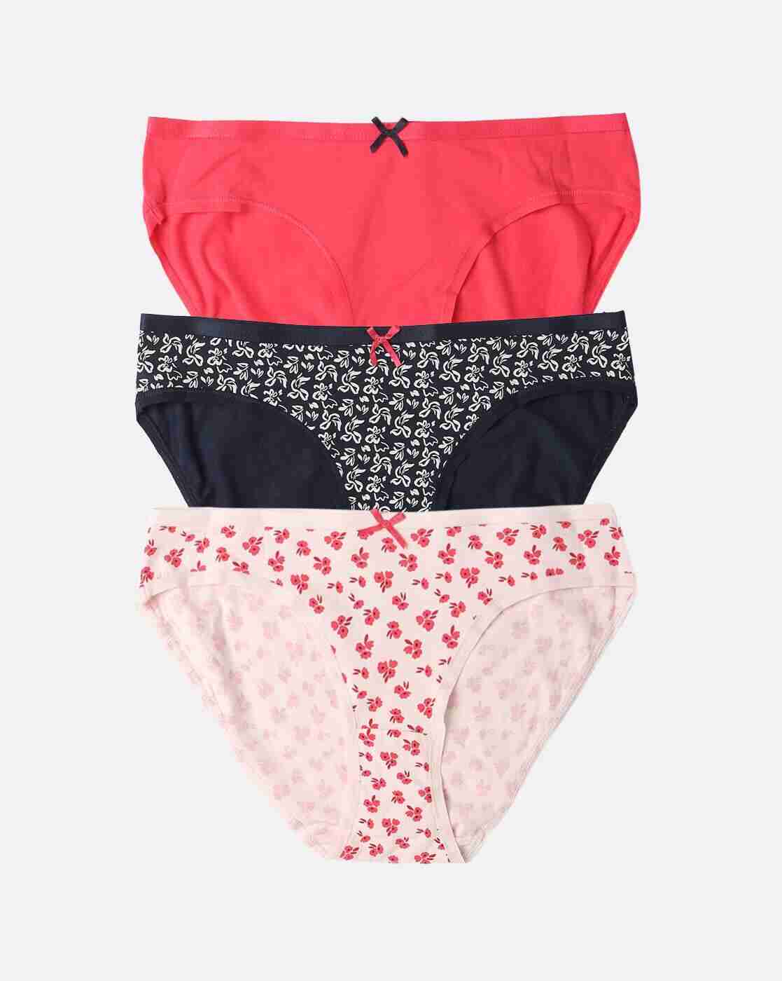Pack of 3 Stretch Cotton Mid Rise Bikini Panty