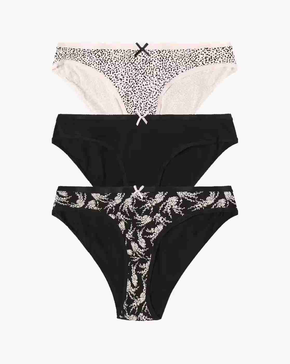 Pack of 3 Stretch Cotton Mid Rise Bikini Panty