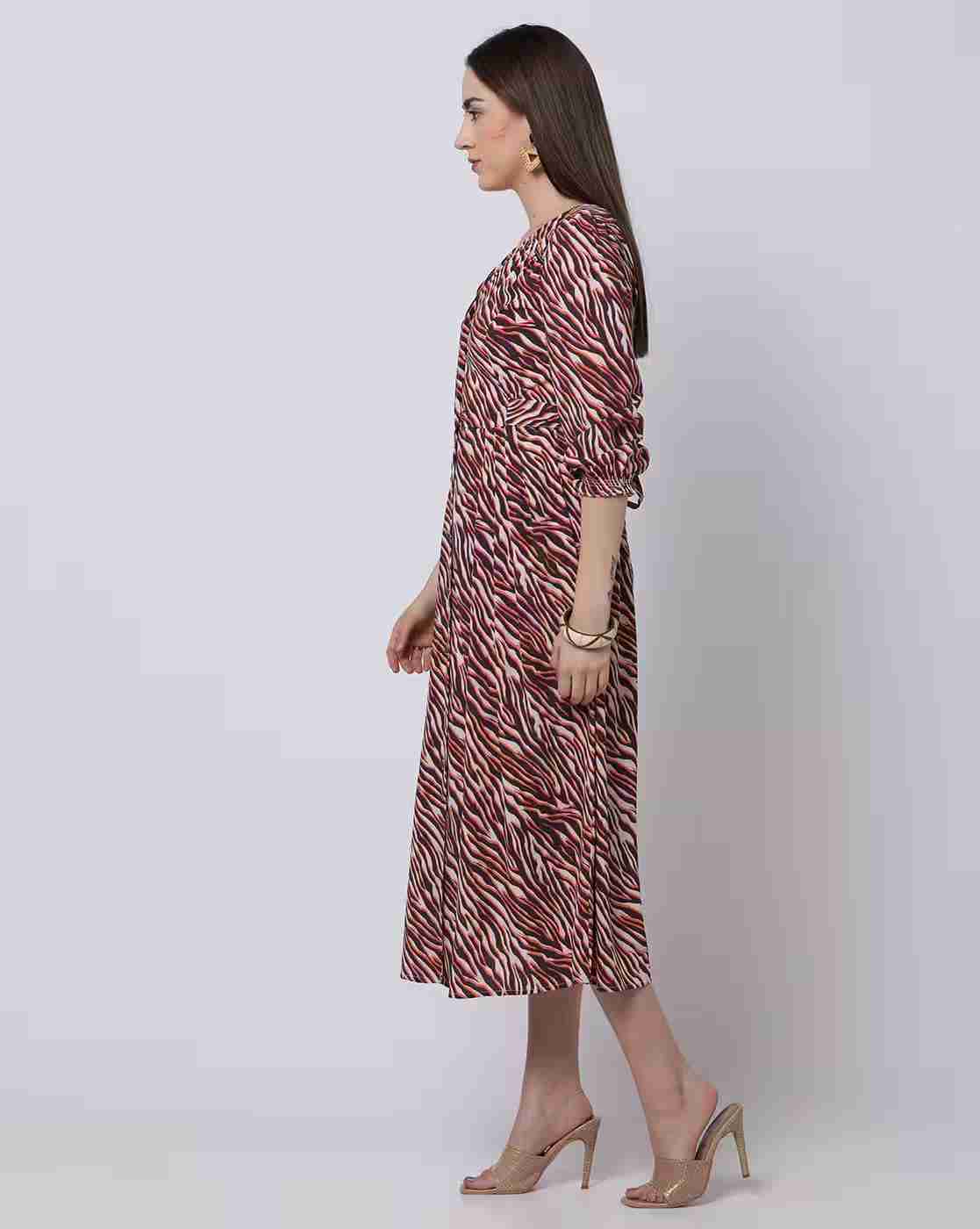 FIG | Women Zebra Print Fit & Flare Dress|1