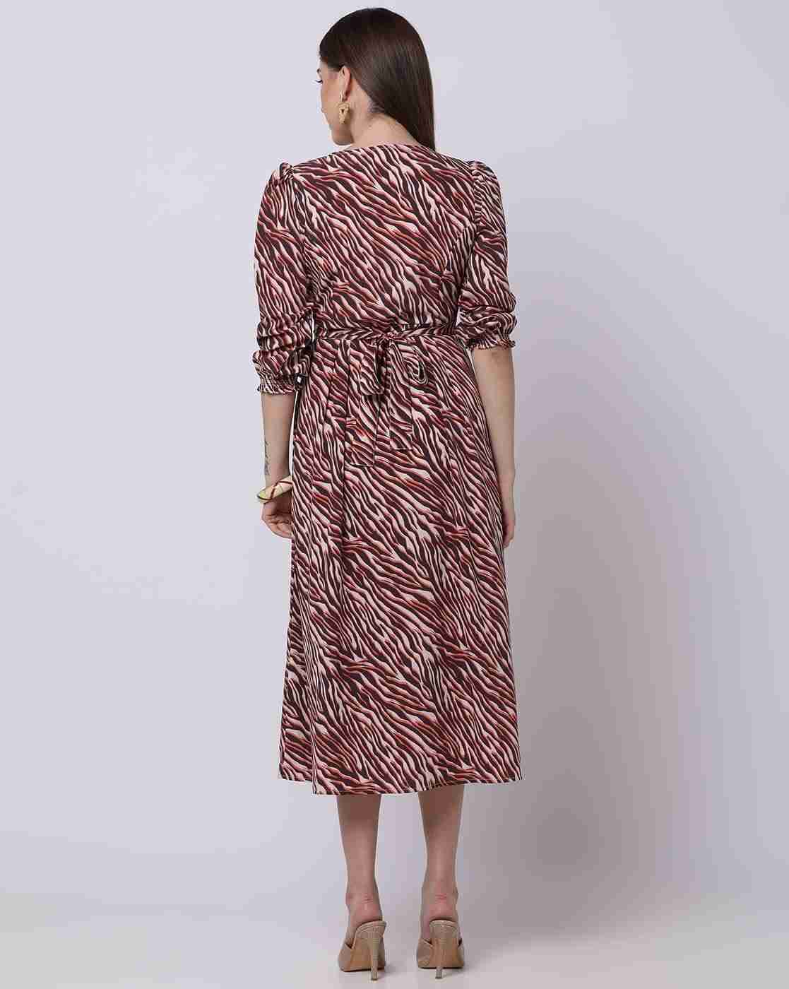 FIG | Women Zebra Print Fit & Flare Dress|2