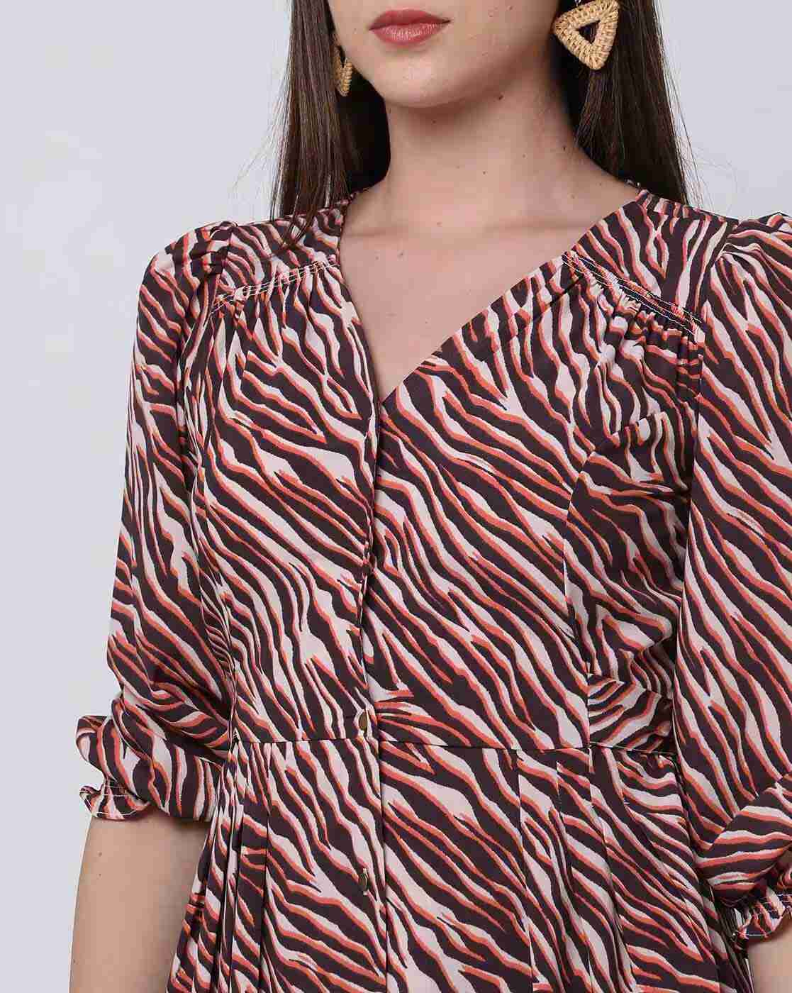 FIG | Women Zebra Print Fit & Flare Dress|3
