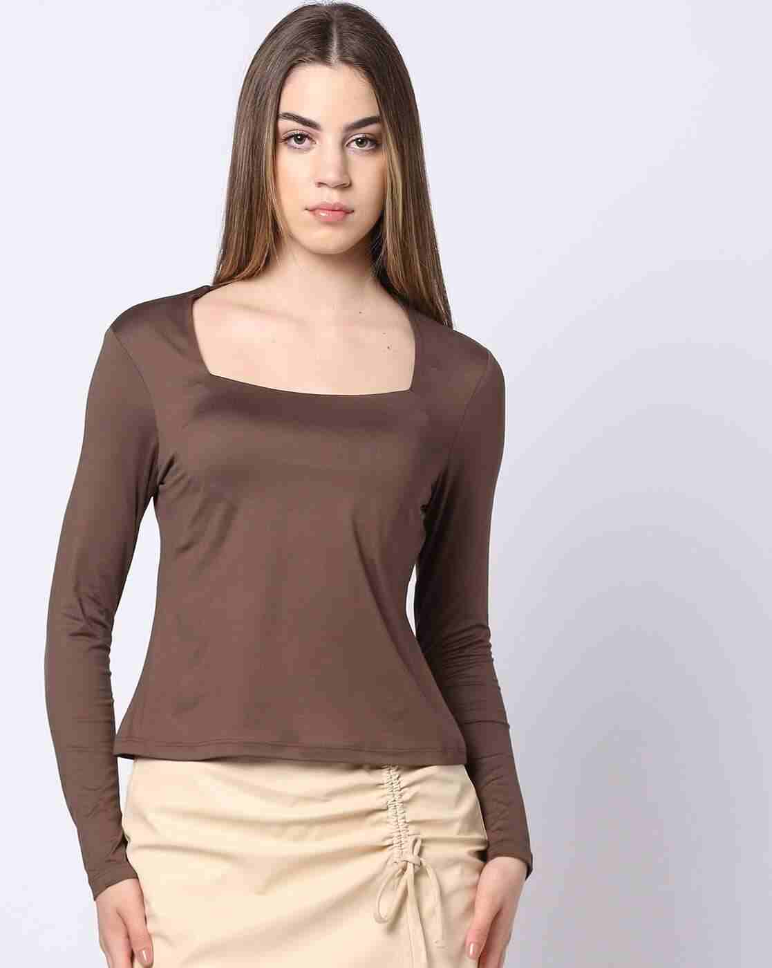 Women Relaxed Fit Square-Neck T-Shirt