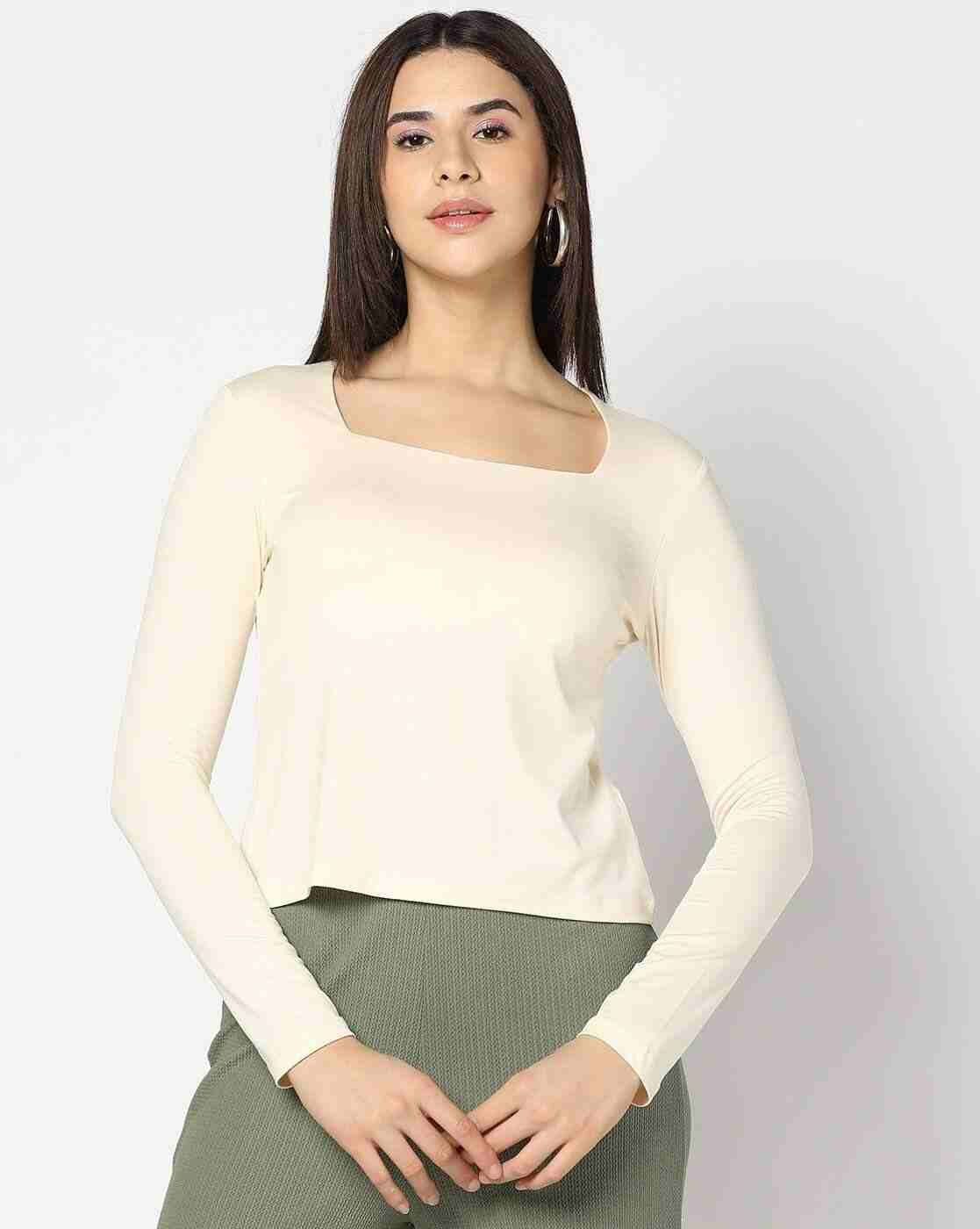 Women Relaxed Fit Square-Neck T-Shirt
