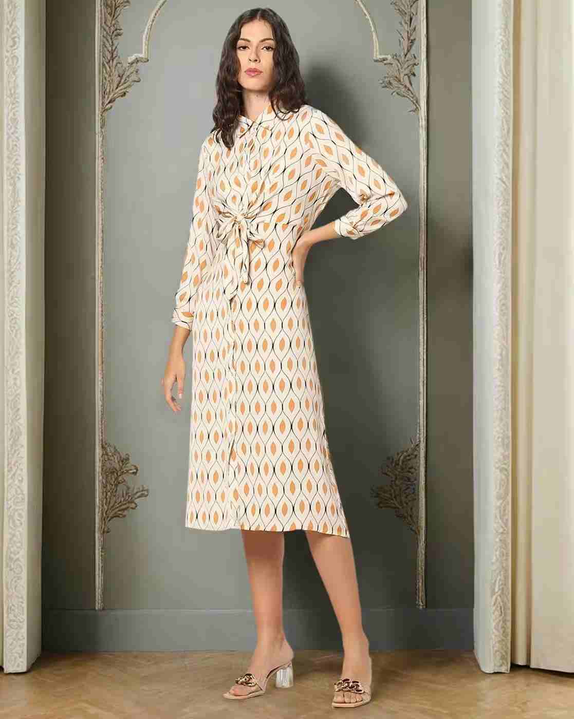 FIG | Women Geometric Print Shirt Dress|0
