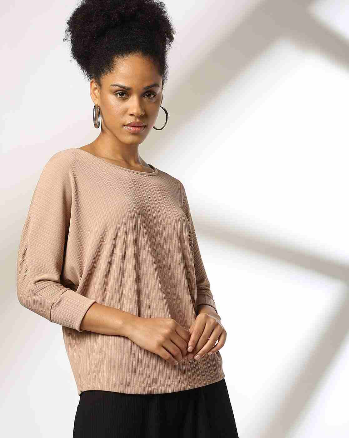 FIG | Women Ribbed Relaxed Fit Boat-Neck Sweatshirt|1
