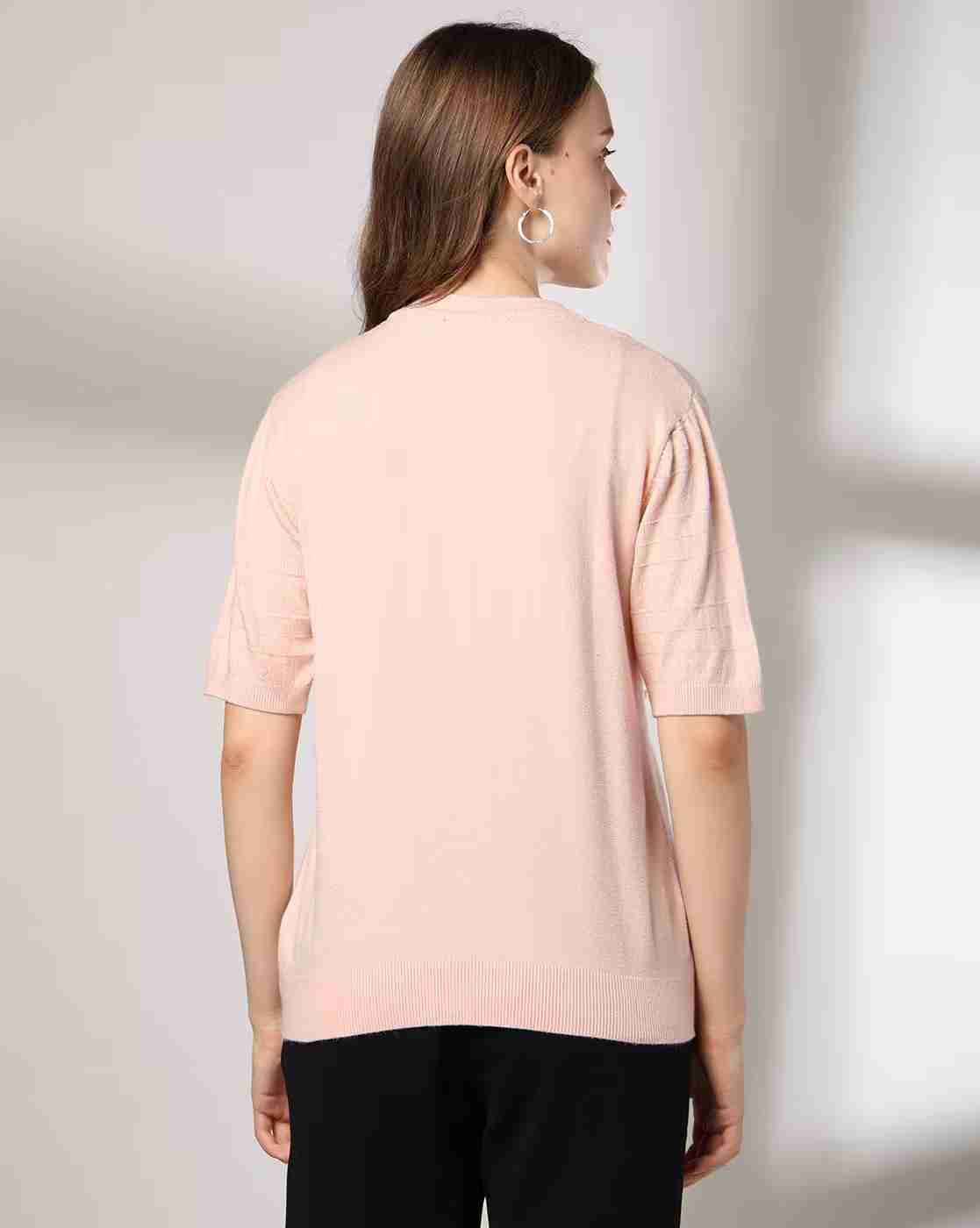 FIG | Women Quilted Regular Fit Crew-Neck T-Shirt|2