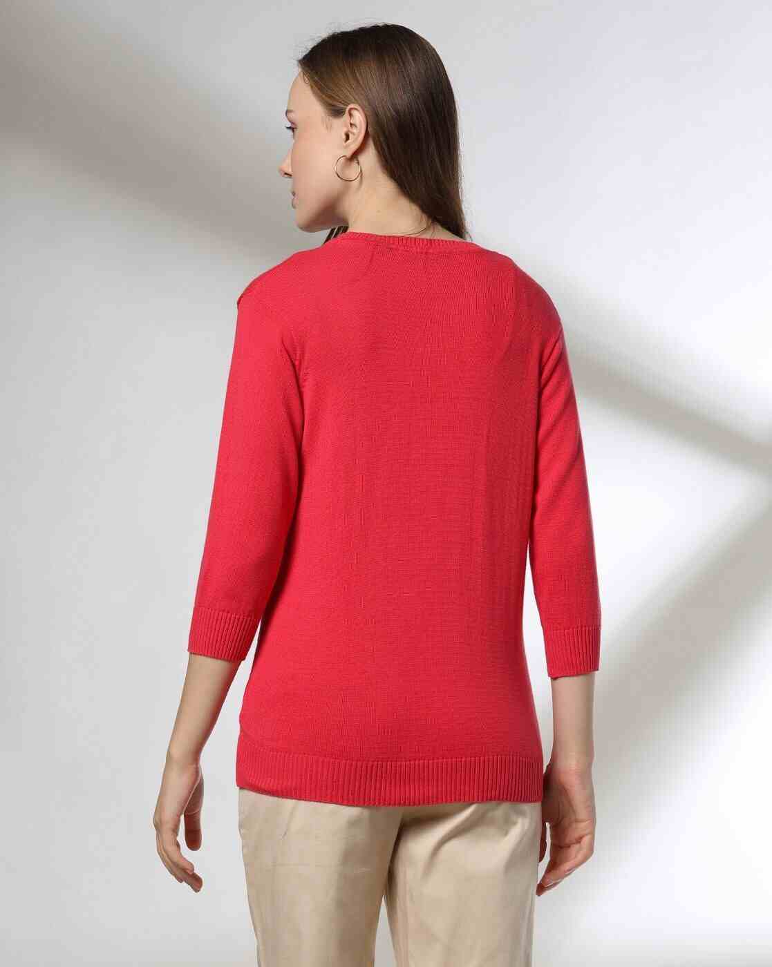 FIG | Women Ribbed Regular Fit Crew-Neck T-Shirt|2