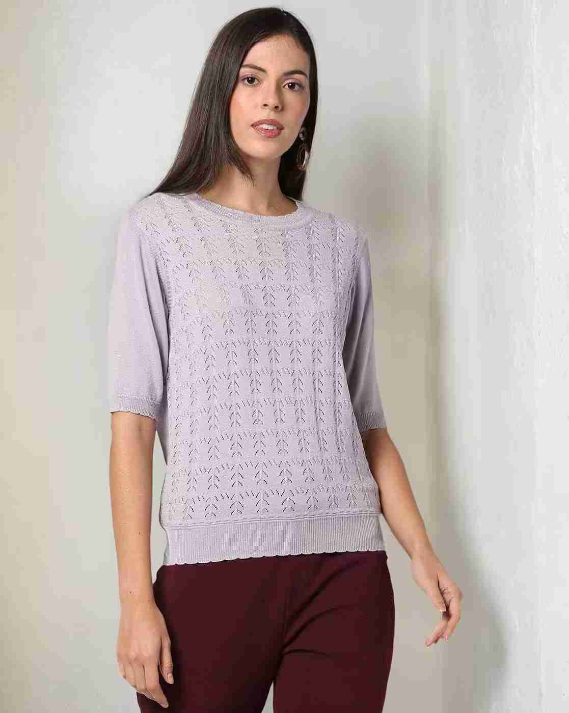 FIG | Women Ribbed Relaxed Fit Round-Neck Pullover|0