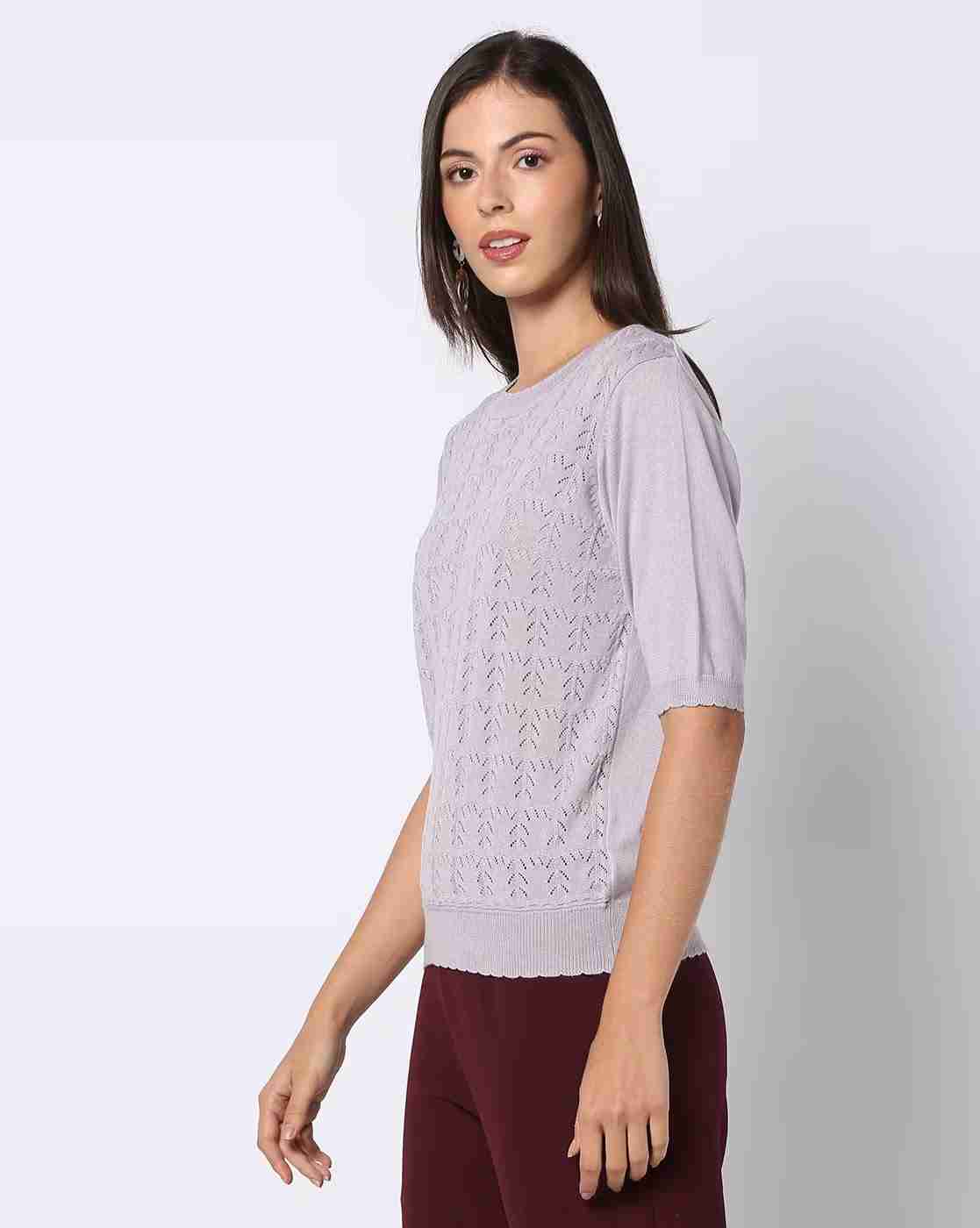 FIG | Women Ribbed Relaxed Fit Round-Neck Pullover|1