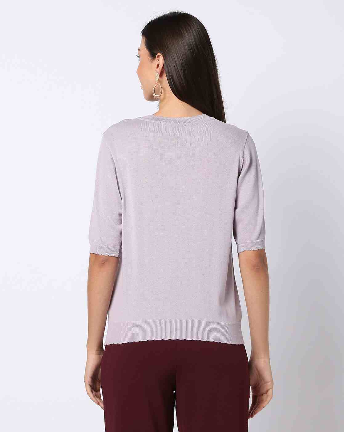 FIG | Women Ribbed Relaxed Fit Round-Neck Pullover|2