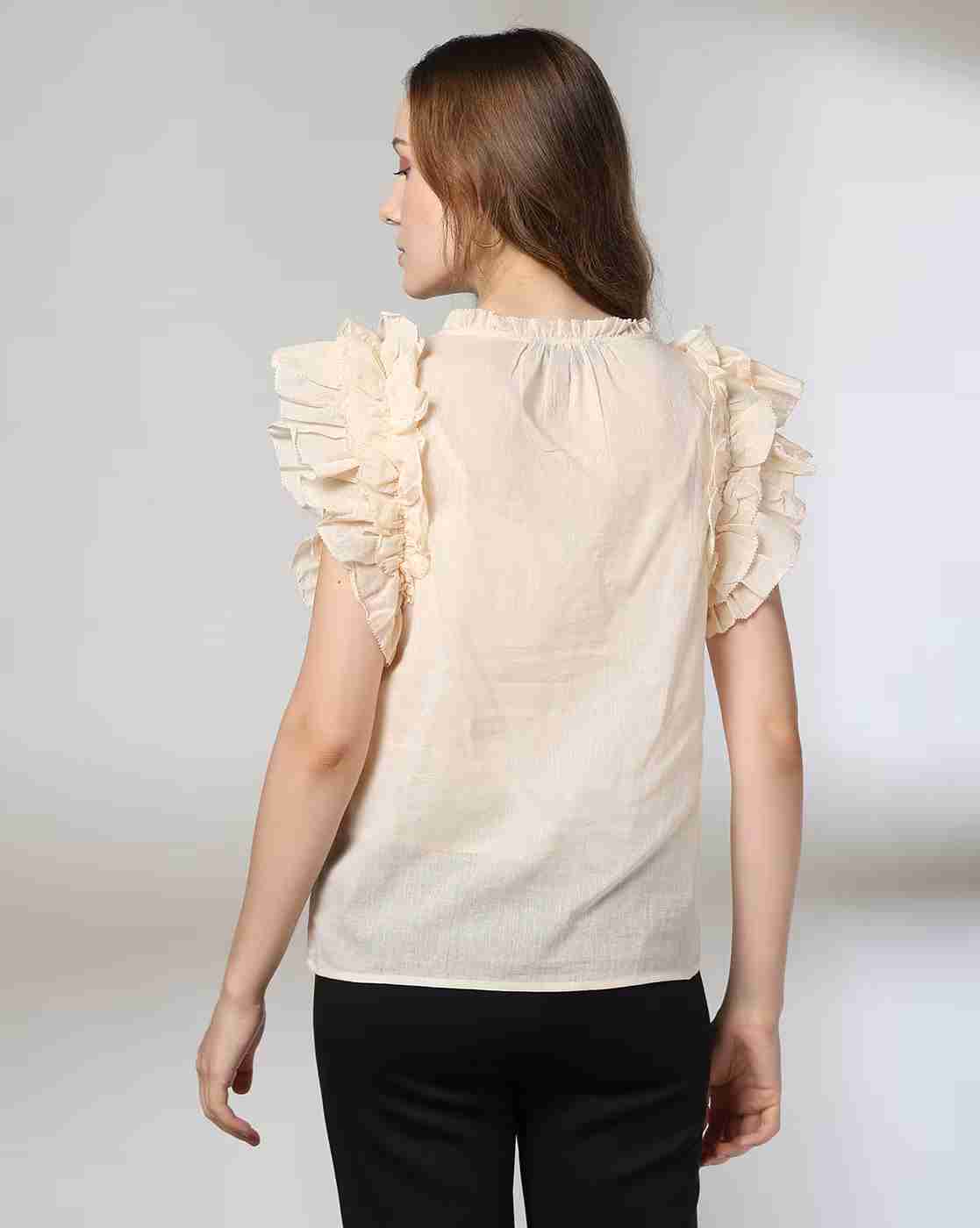 FIG | Women Ruffled Relaxed Fit Top with Camisole|2