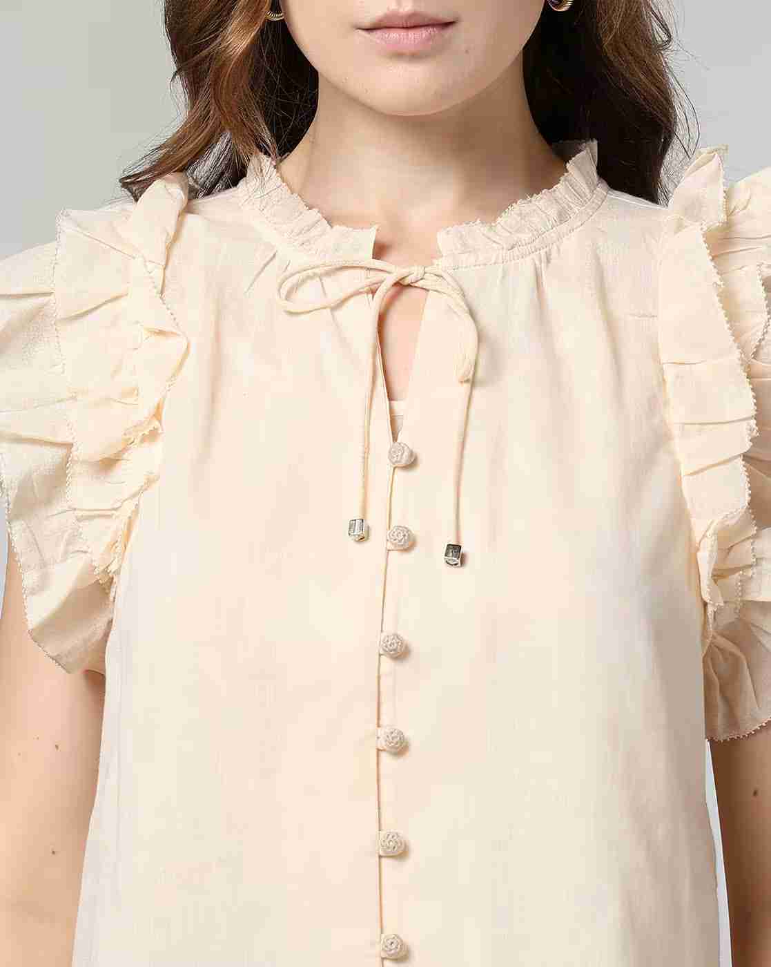 FIG | Women Ruffled Relaxed Fit Top with Camisole|4