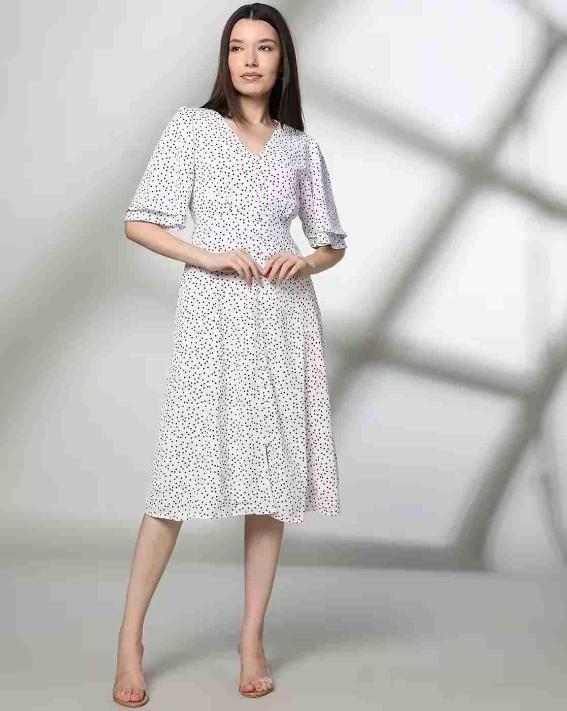 FIG | Women Polka-Dot Print A-Line Dress|0