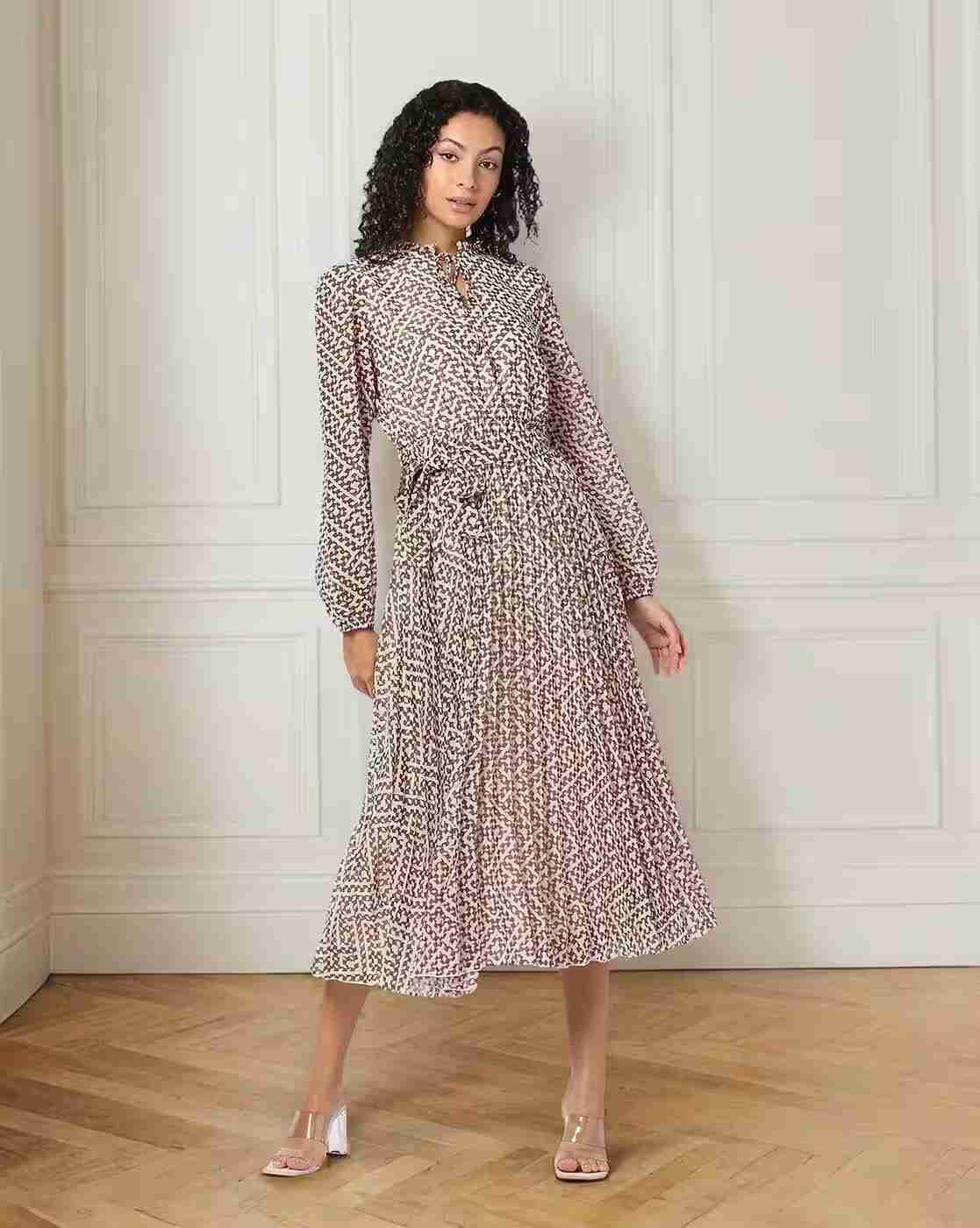 FIG | Women Geometric Print A-Line Dress|0