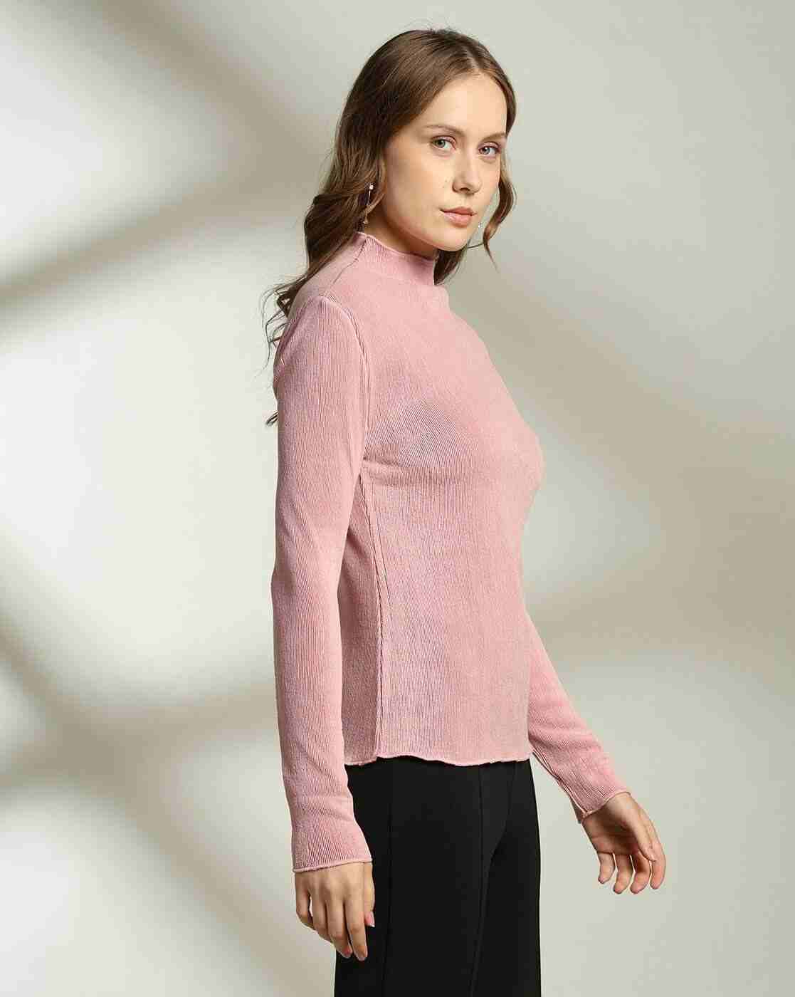 FIG | Women Ribbed Relaxed Fit High-Neck Sweatshirt|1