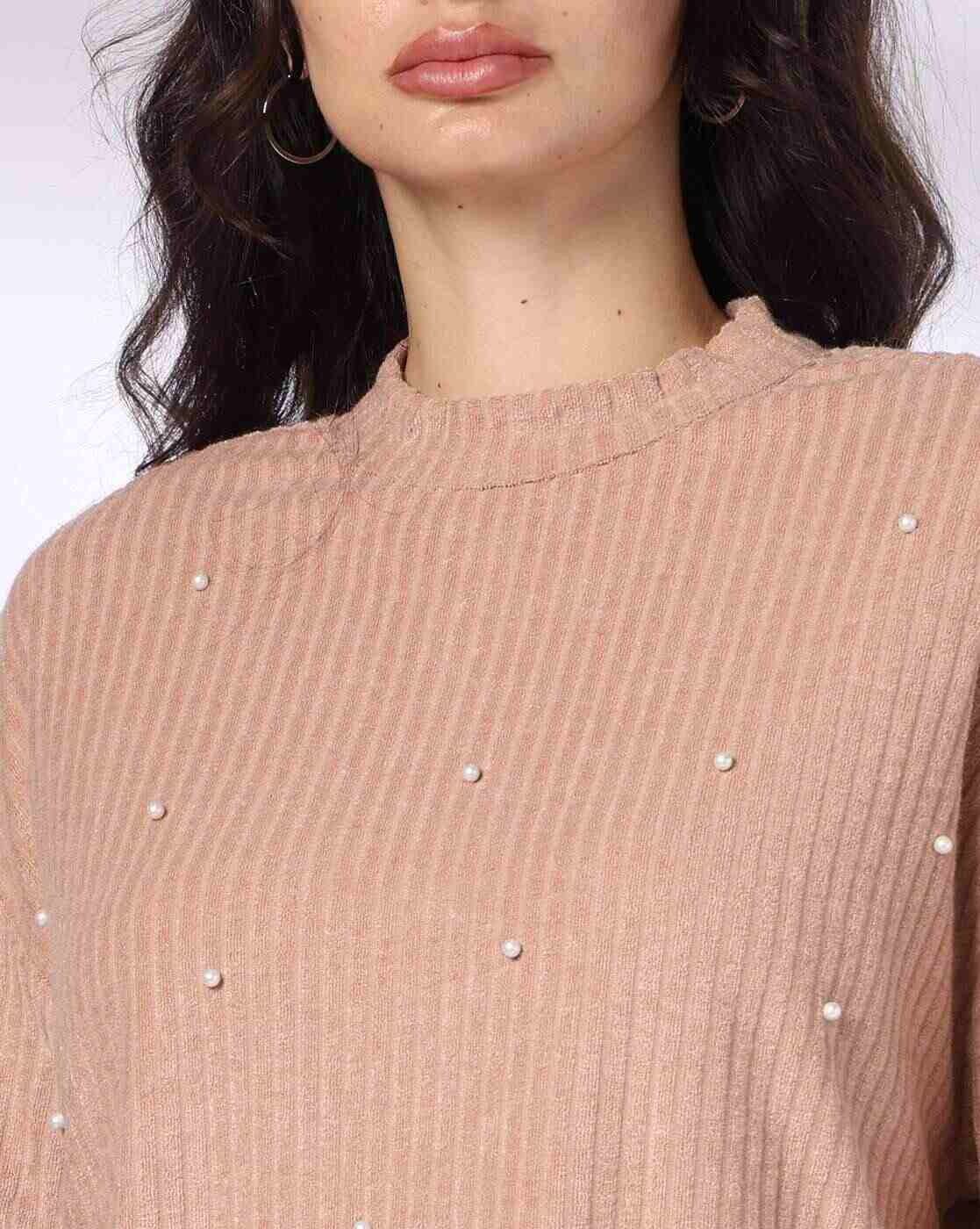 FIG | Women Pearl Embellished Relaxed Fit Top|3