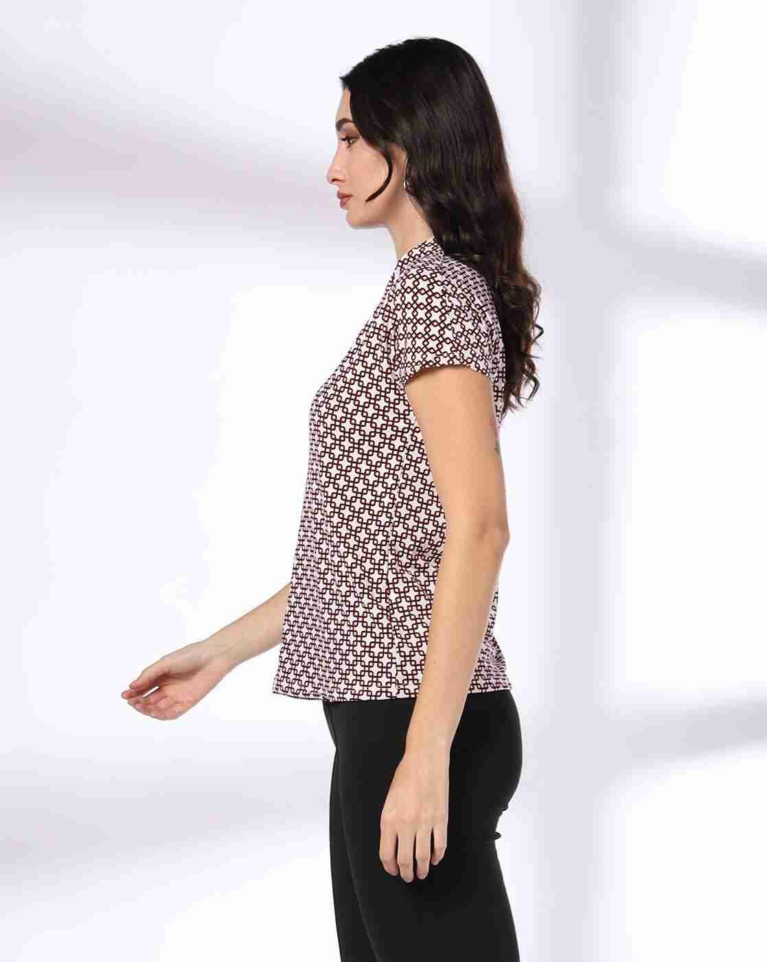 FIG | Women Printed Regular Fit V-Neck Top|1