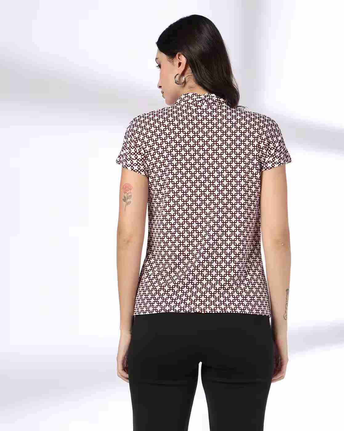 FIG | Women Printed Regular Fit V-Neck Top|2