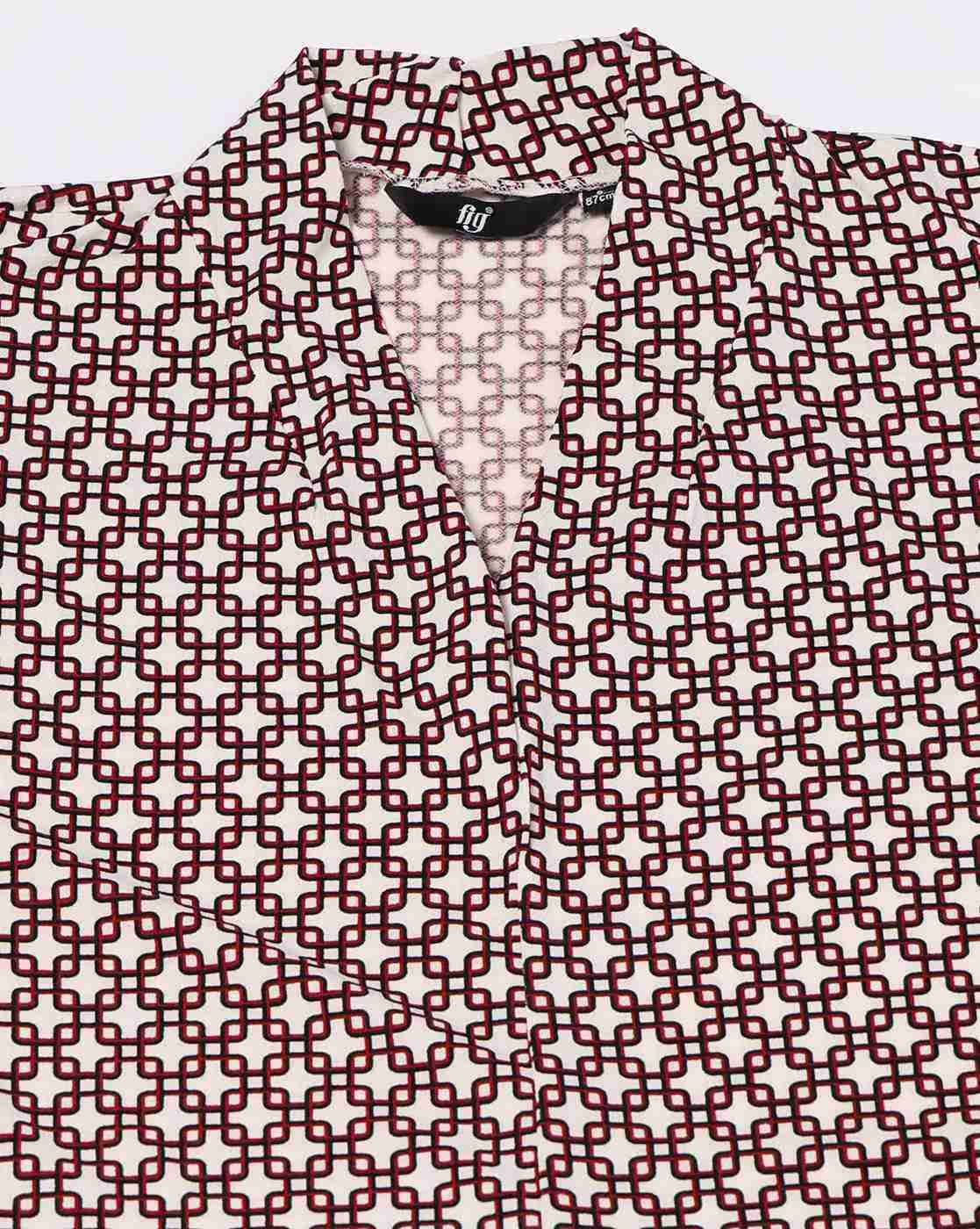 FIG | Women Printed Regular Fit V-Neck Top|4