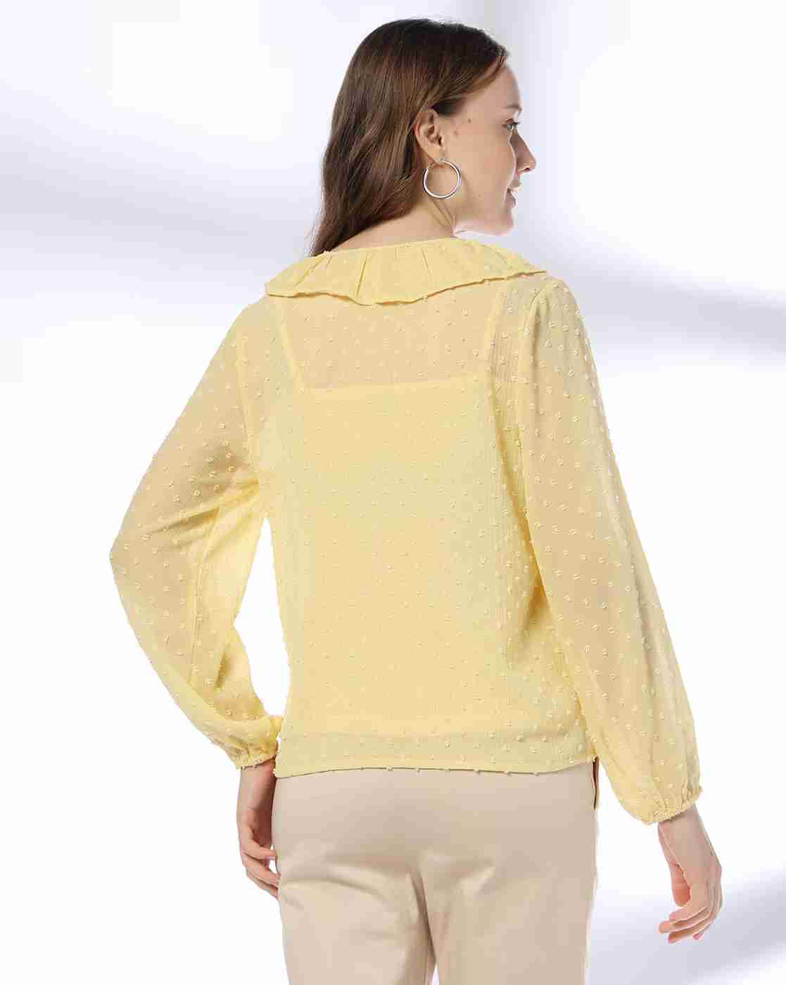 FIG | Women Ruffled Relaxed Fit V-Neck Top|2