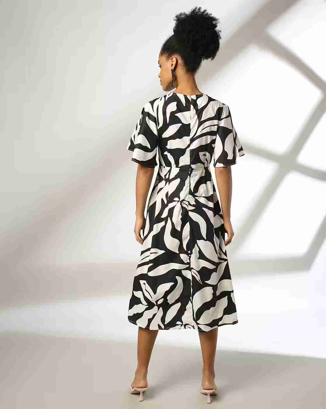 FIG | Women Leaf Print A-Line Dress|2