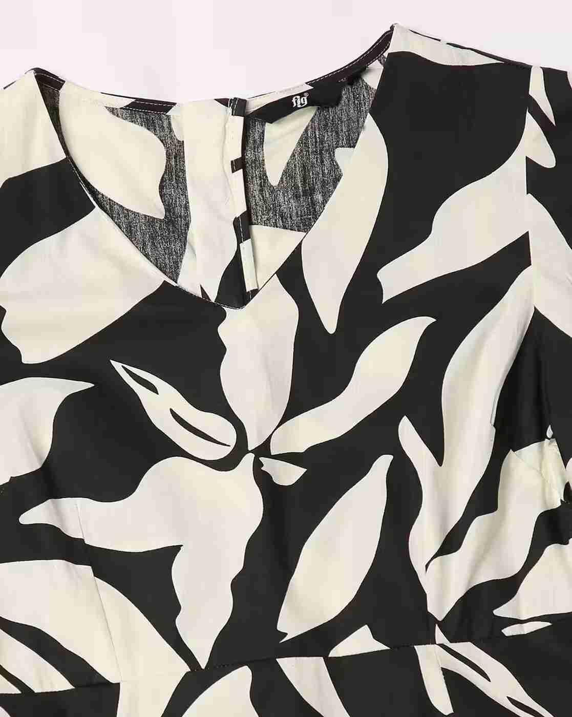 FIG | Women Leaf Print A-Line Dress|4