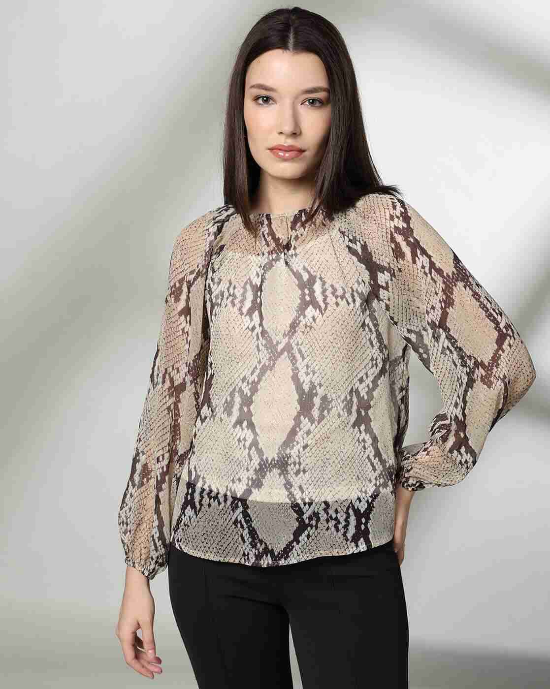FIG | Women Reptilian Pattern Relaxed Fit Top with Slip|0