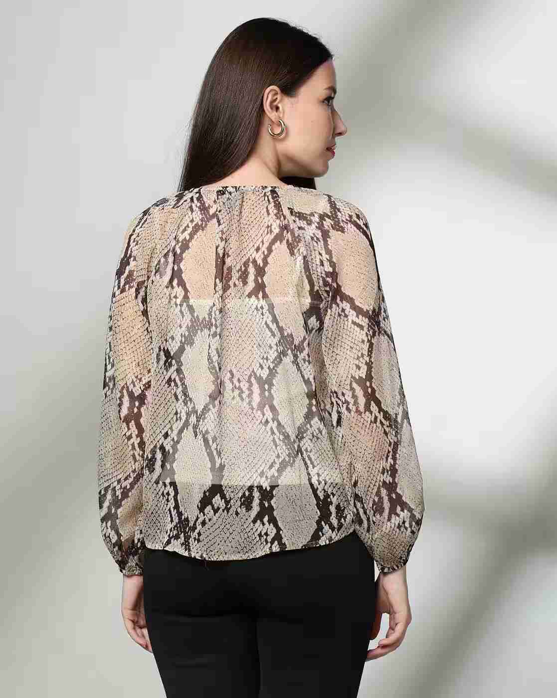 FIG | Women Reptilian Pattern Relaxed Fit Top with Slip|2