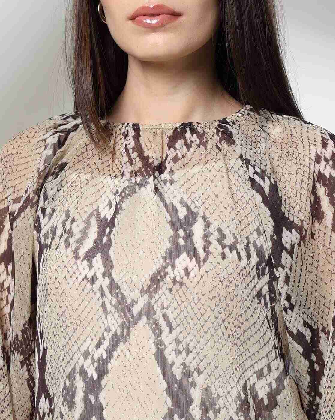 FIG | Women Reptilian Pattern Relaxed Fit Top with Slip|4