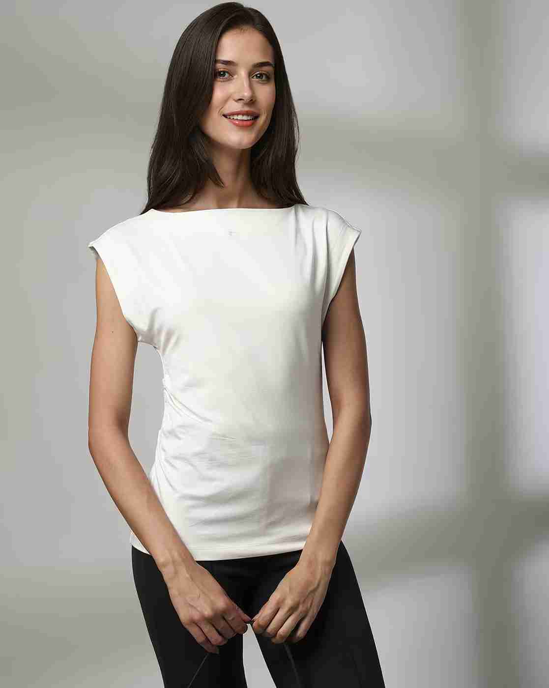 FIG | Women Relaxed Fit Boat-Neck T-Shirt|0