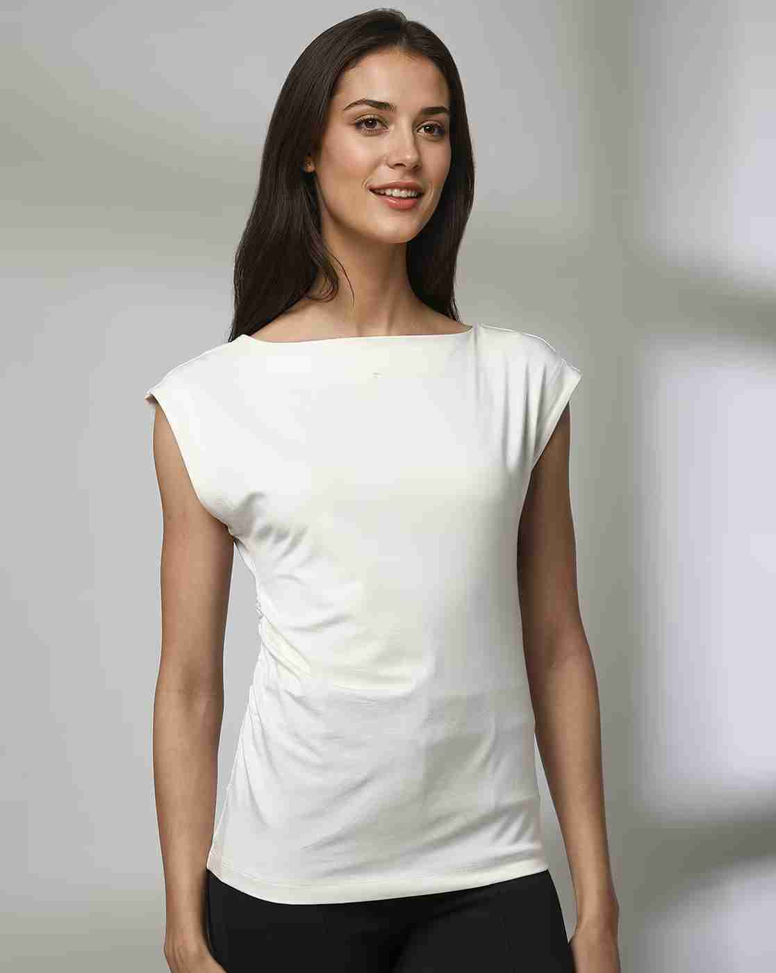 FIG | Women Relaxed Fit Boat-Neck T-Shirt|1